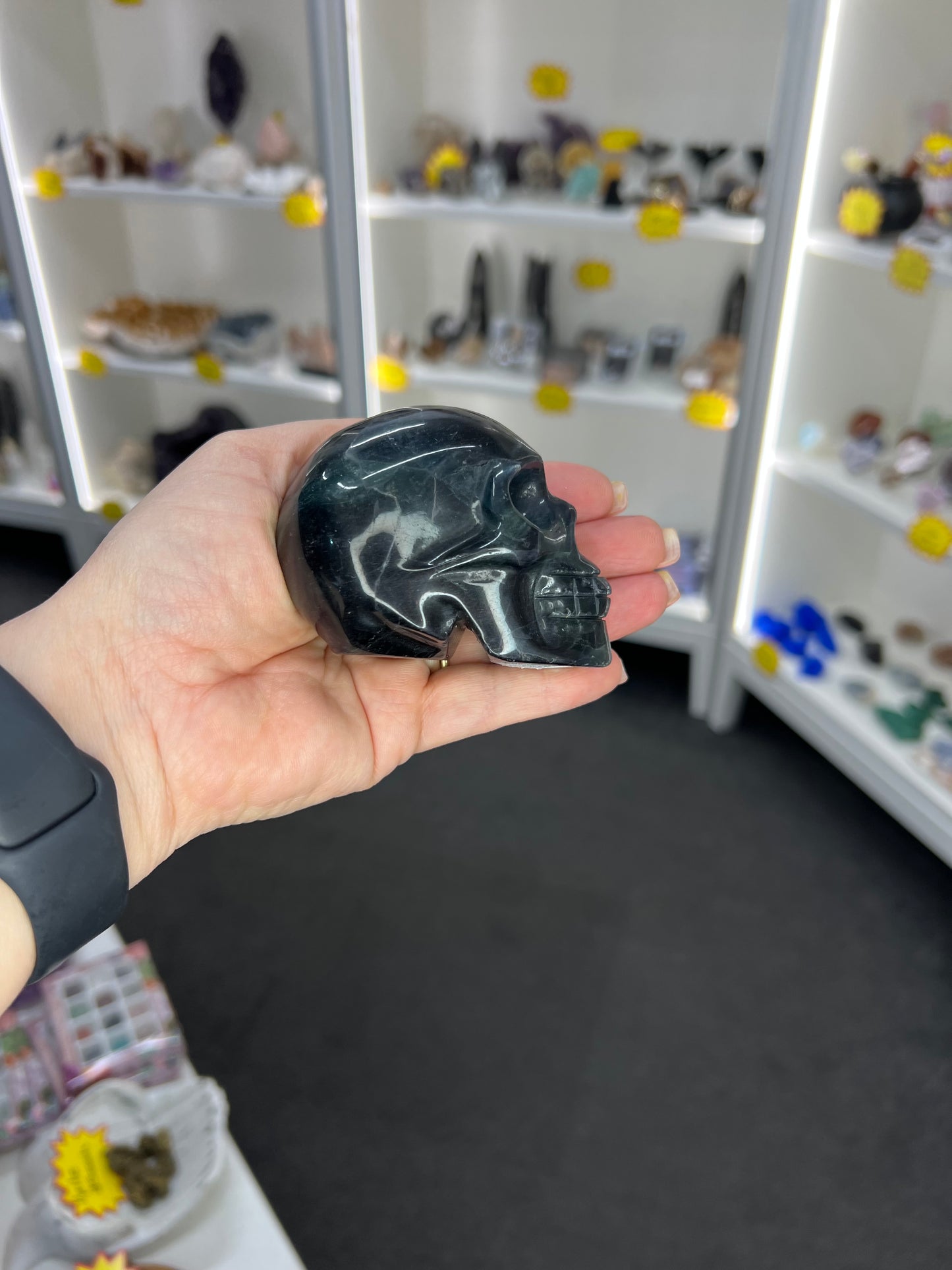 Black Fluorite Skull (UV Reactive)