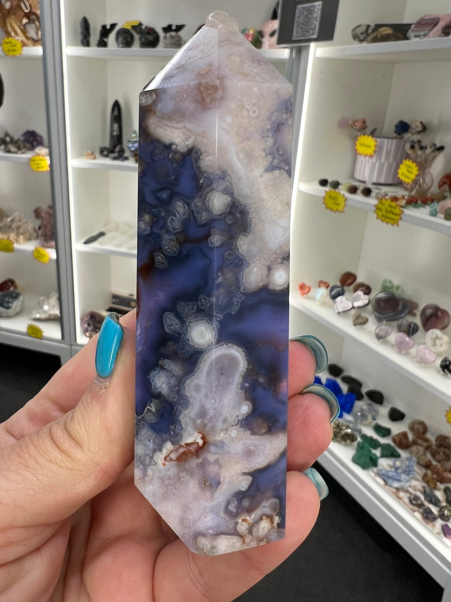 Blue Flower Agate Tower