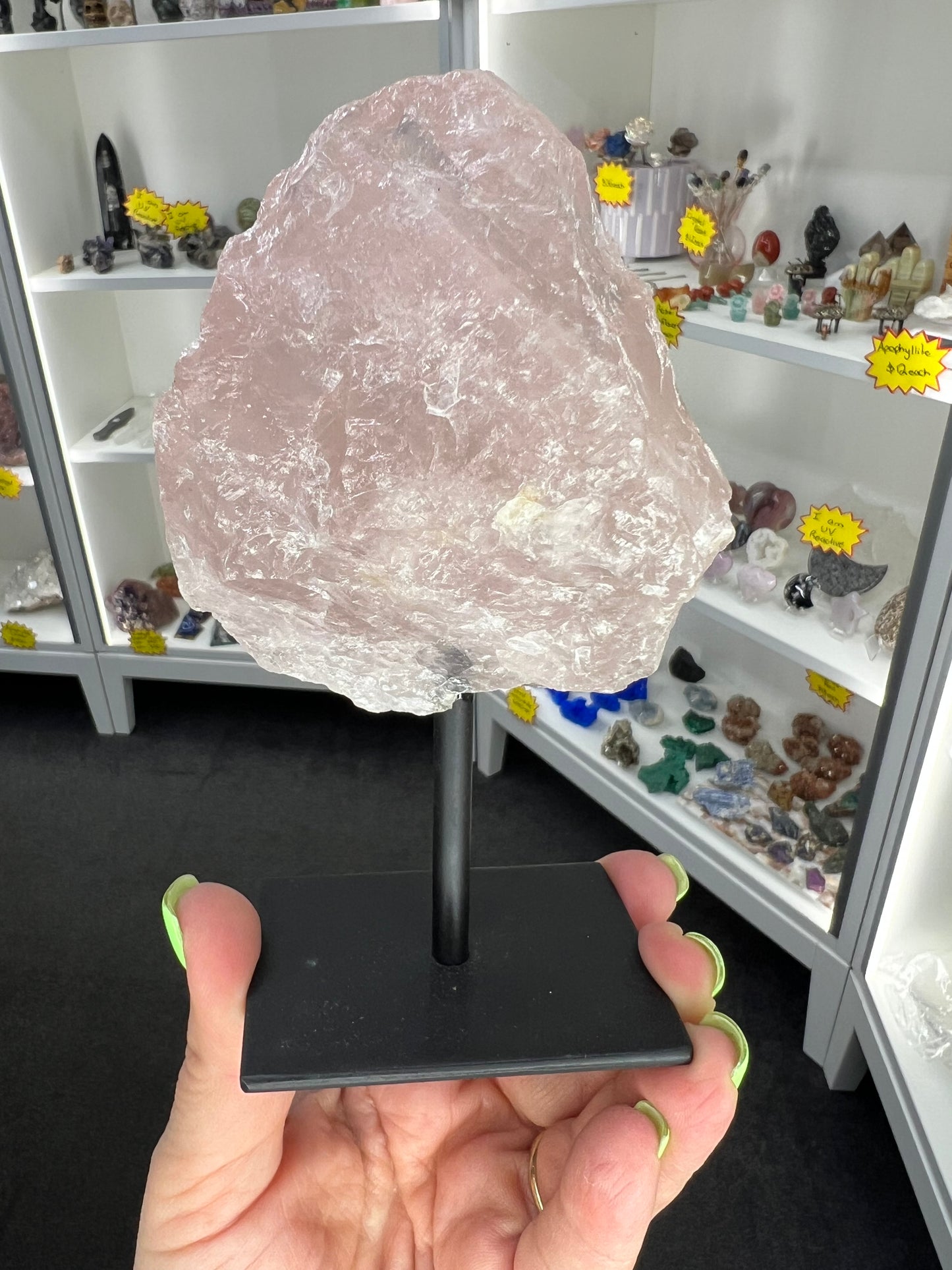 Rose Quartz Raw on Stand