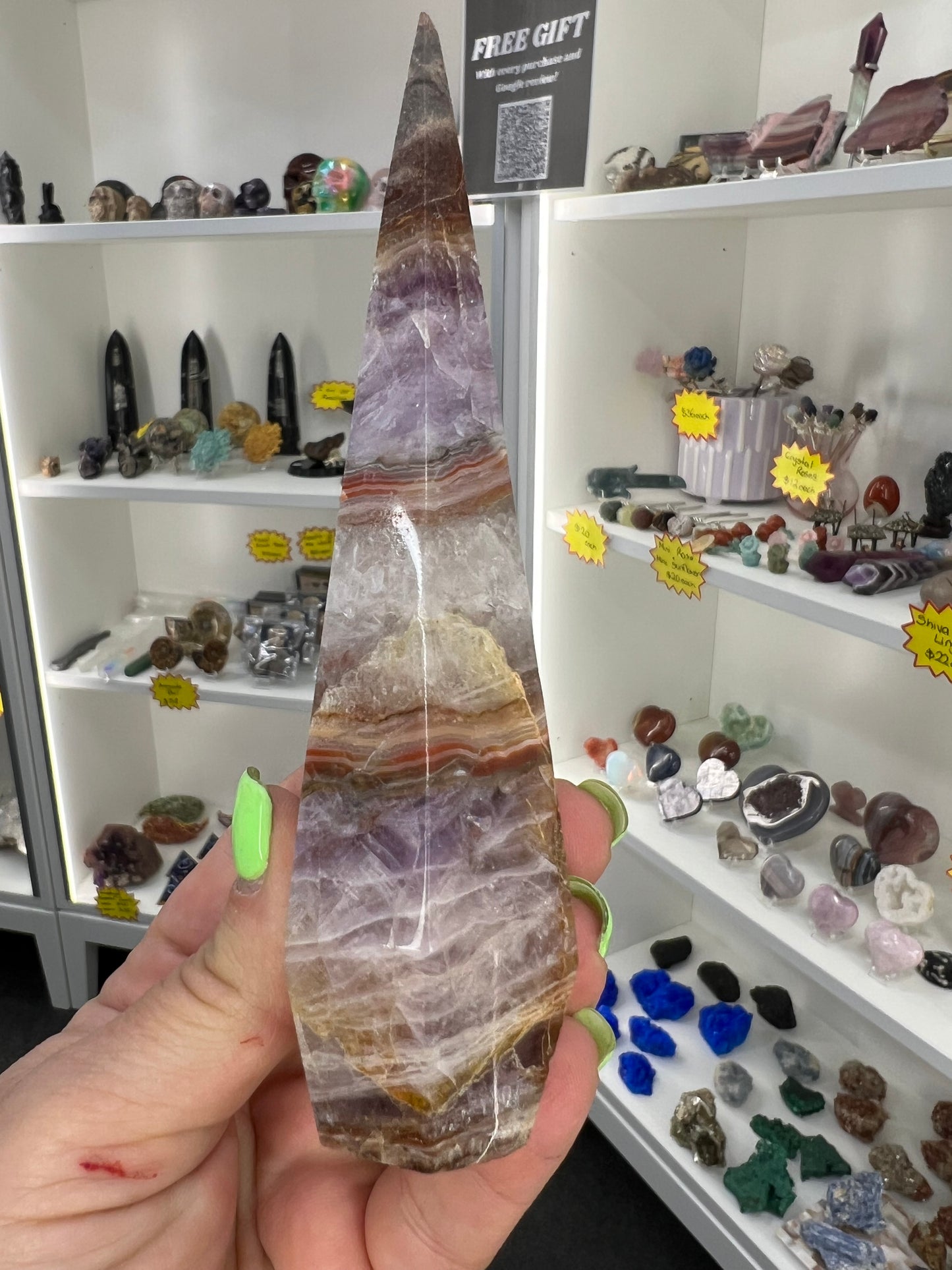 Amethyst x Banded Agate Faceted Freeform