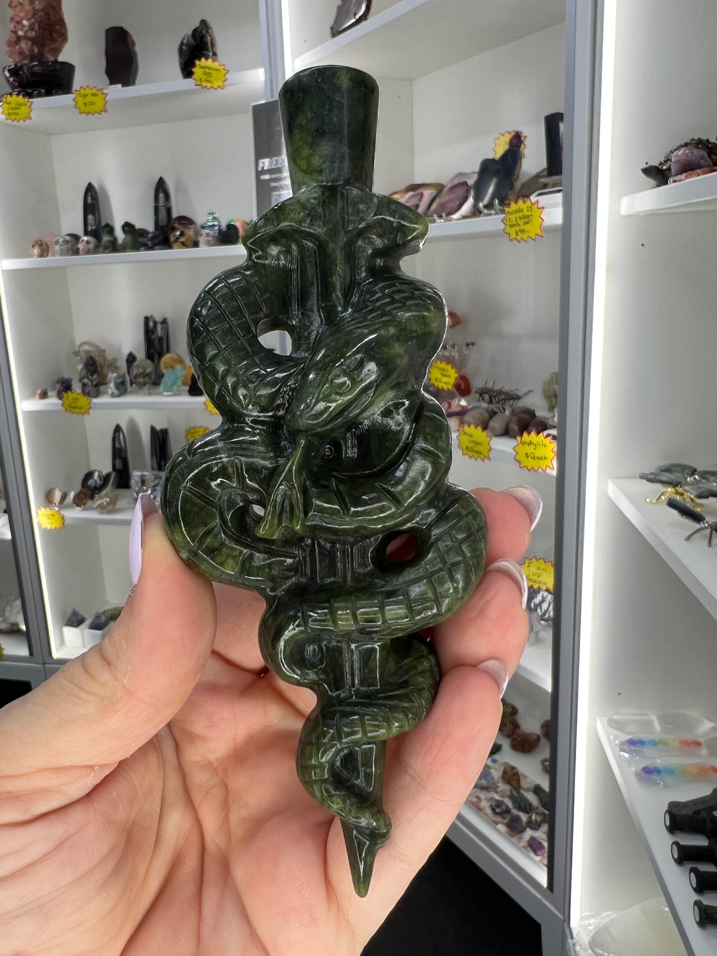 Green Jade Snake on Sword