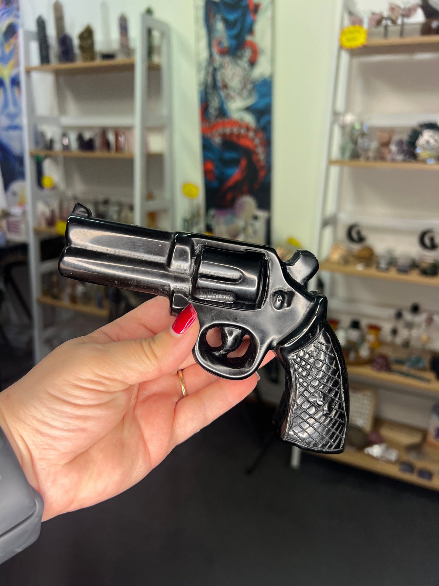 Black Obsidian Gun Carving