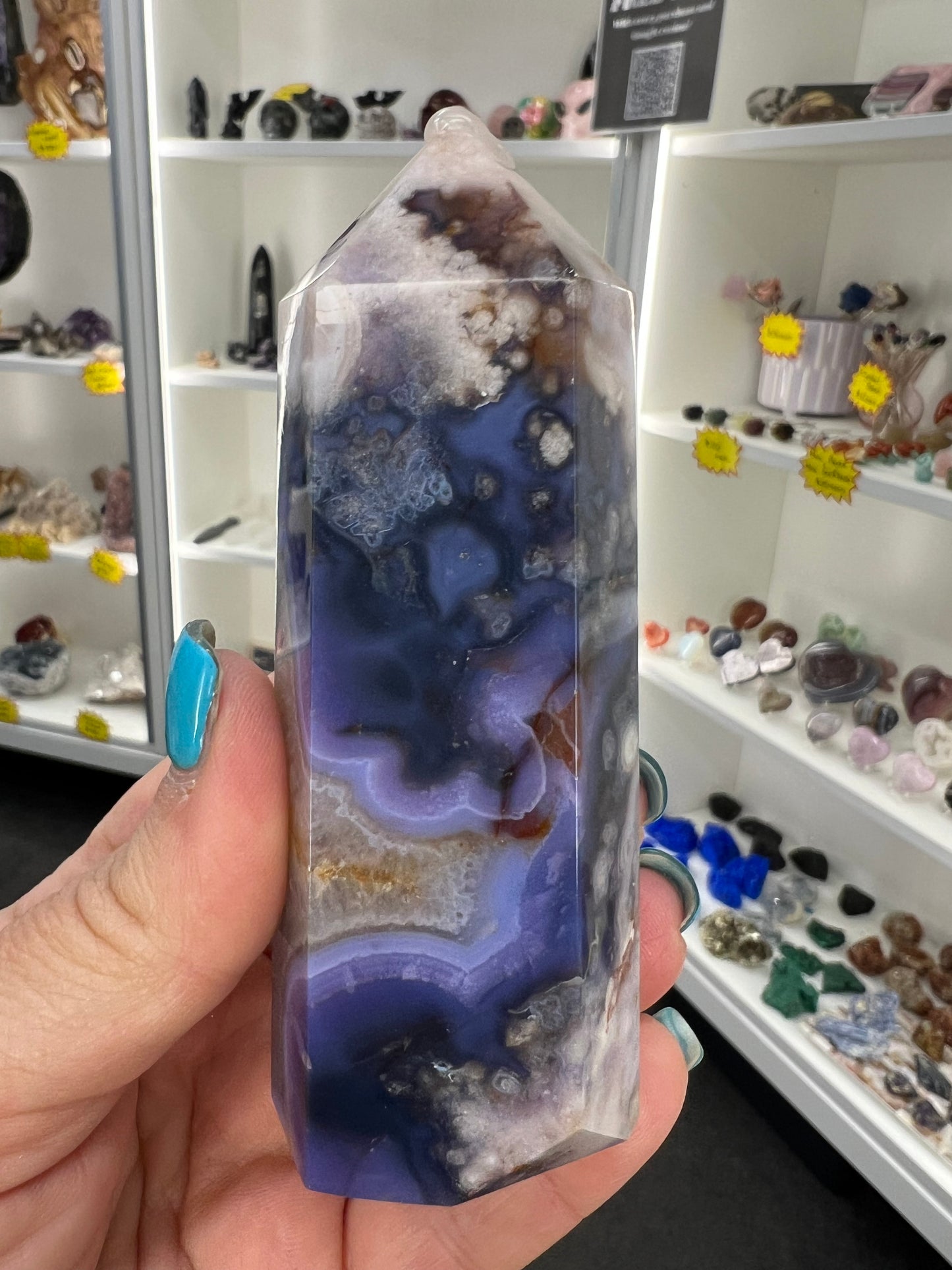 Blue Flower Agate Tower