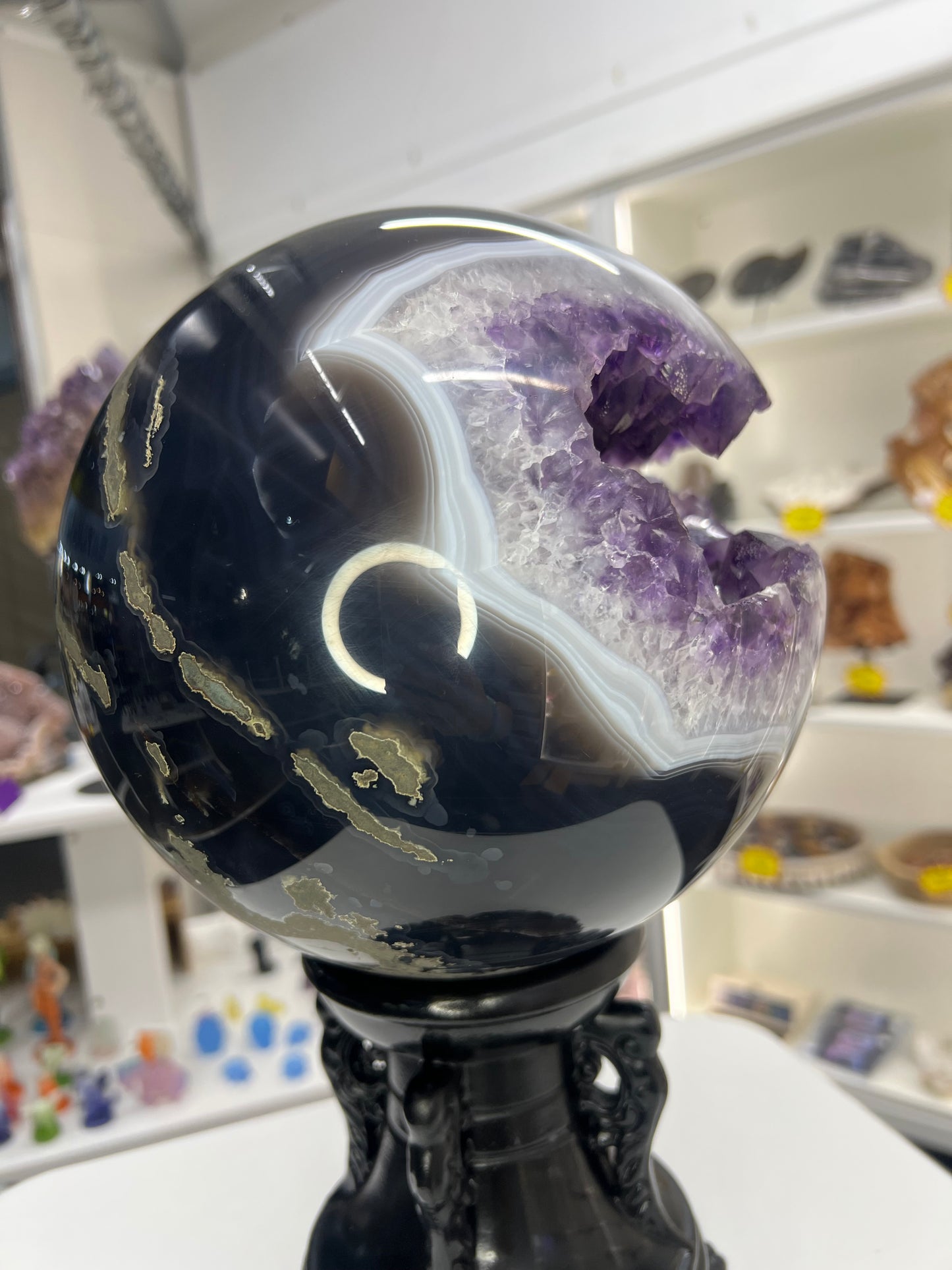Huge Geode Amethyst Sphere with Stand