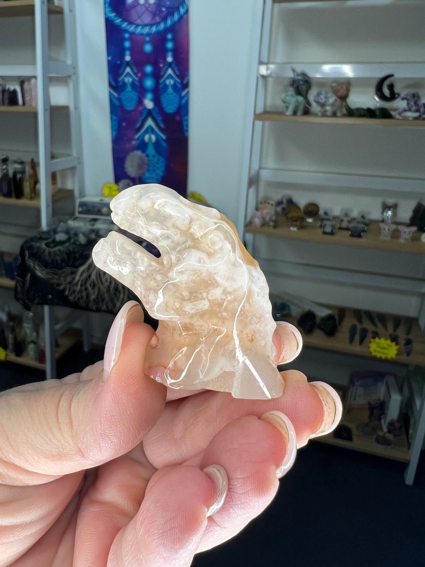 Flower Agate Dinosaur Head