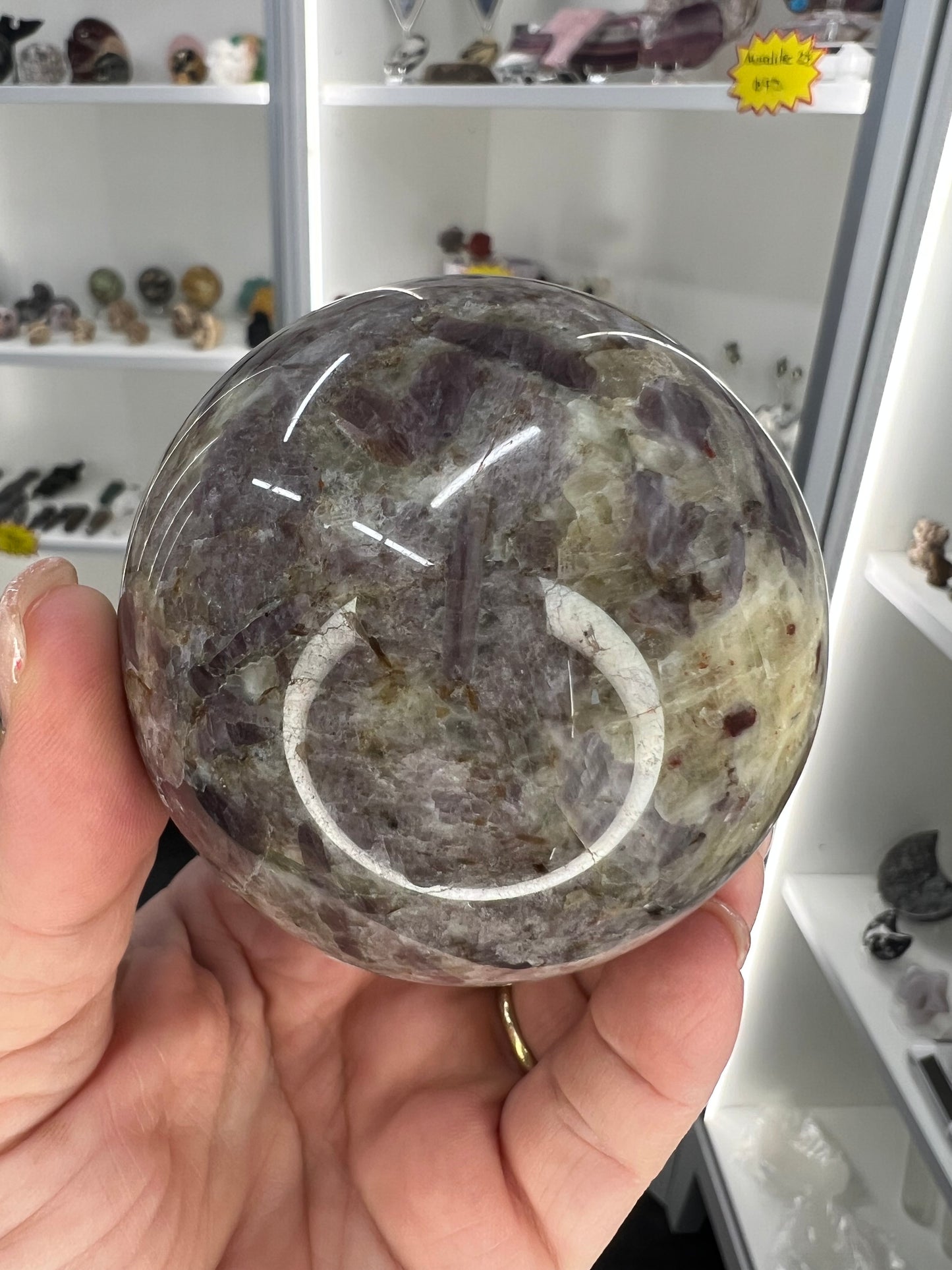 Willemite Sphere on Stand (UV Reactive)