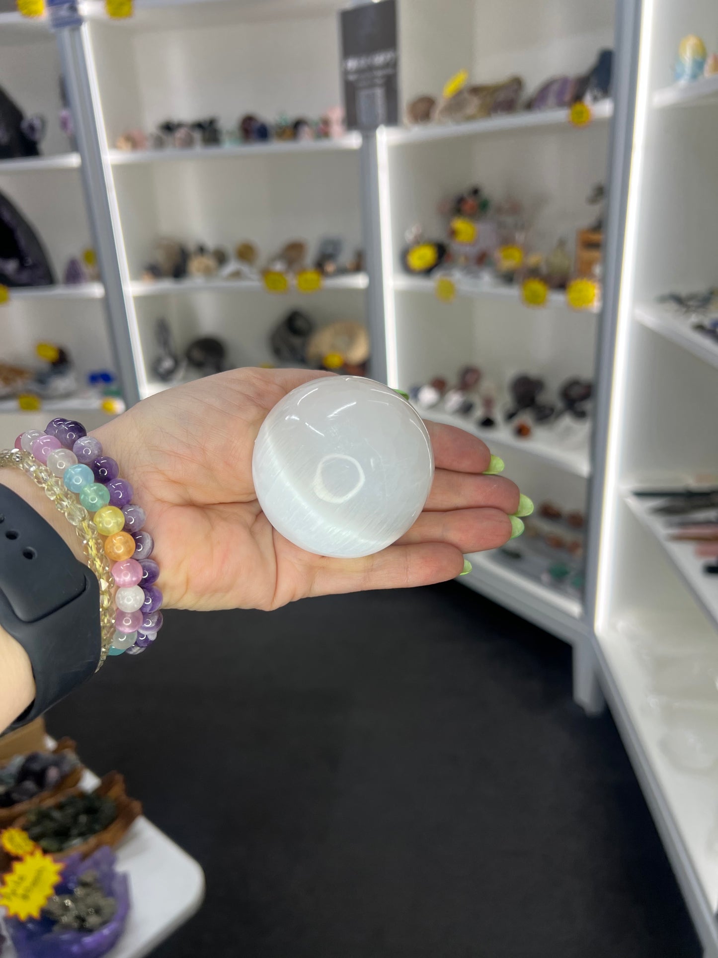 Selenite Sphere with Stand