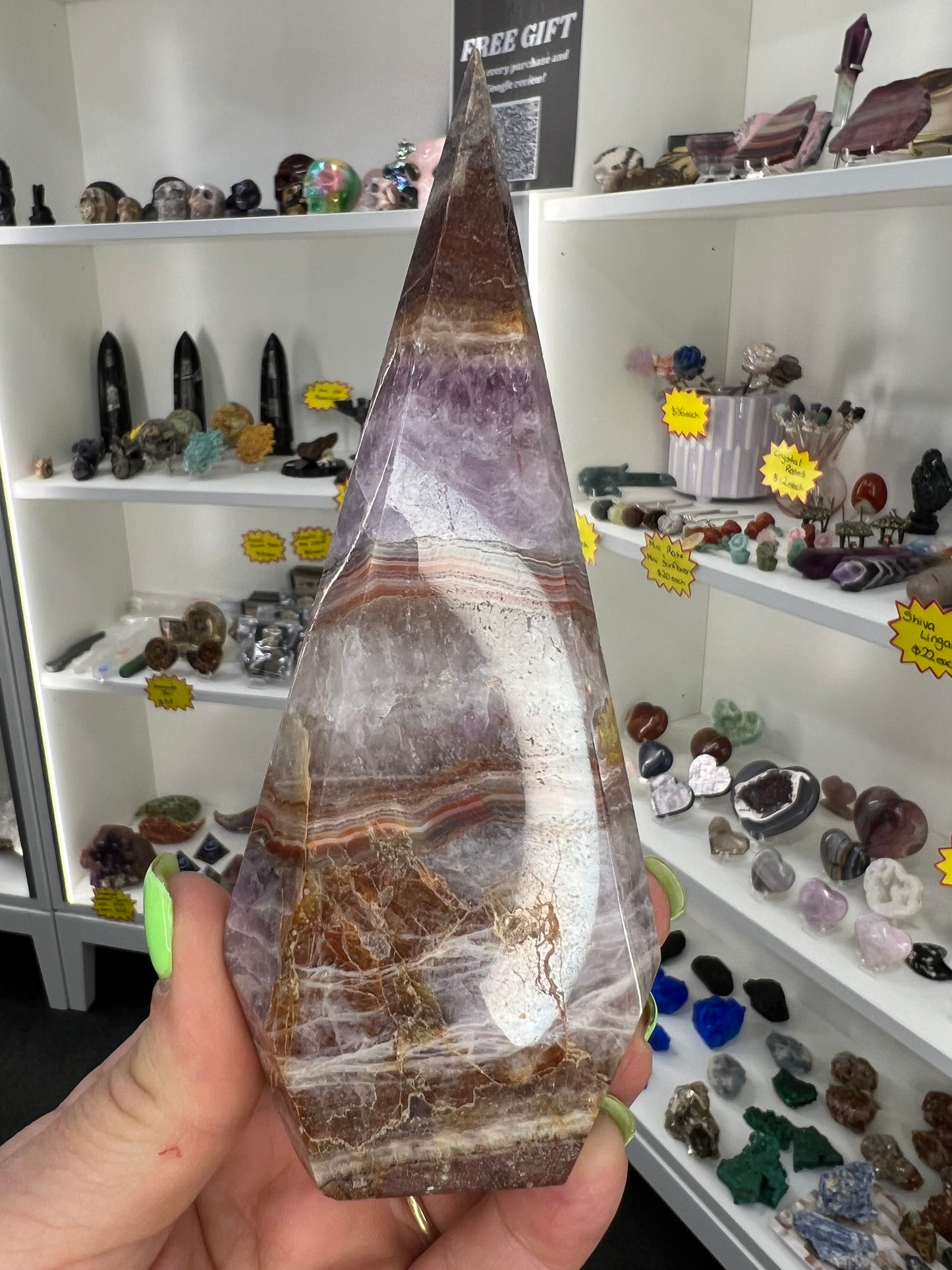 Amethyst x Banded Agate Faceted Freeform
