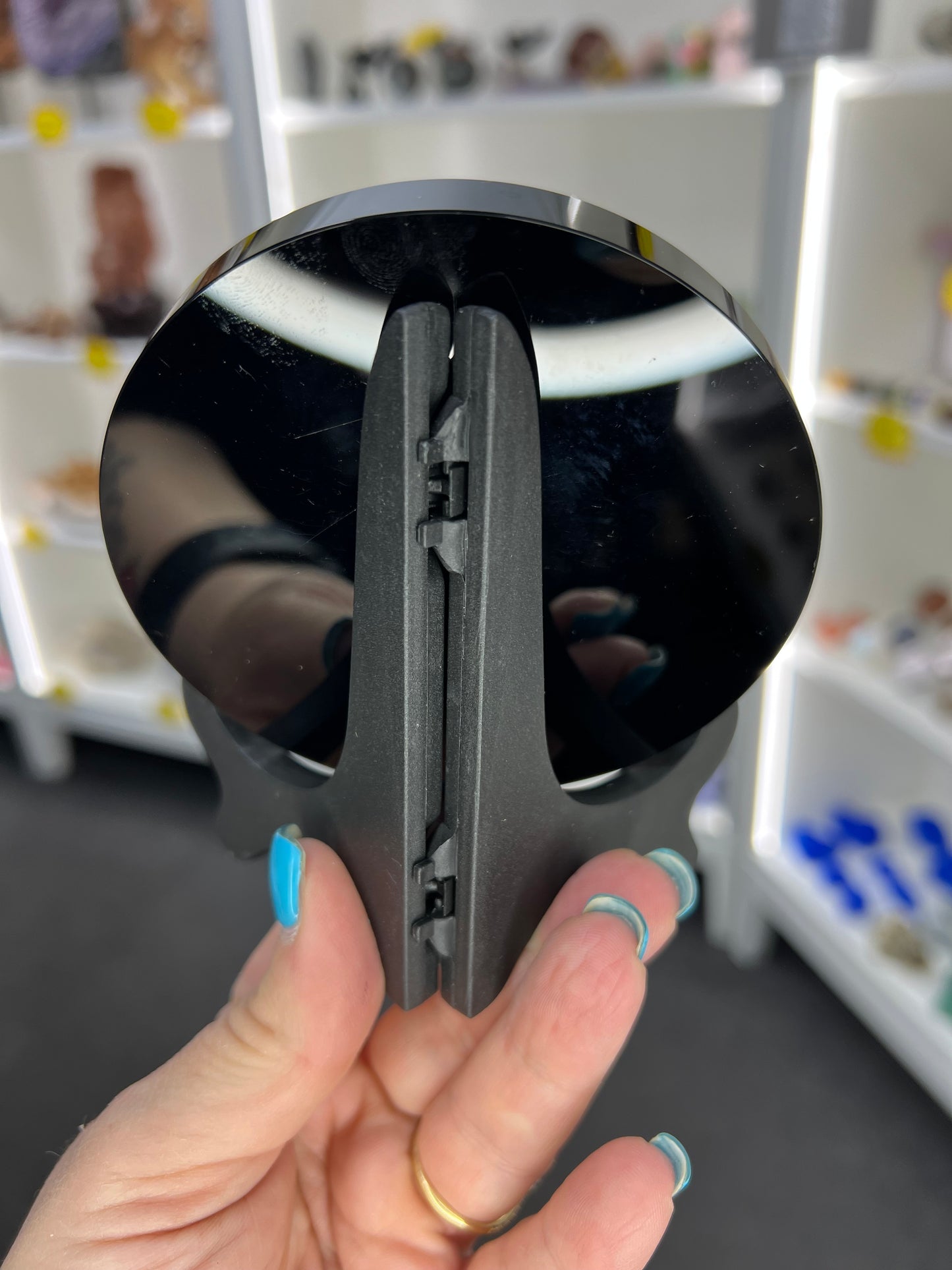 Black Obsidian Mirror with Stand