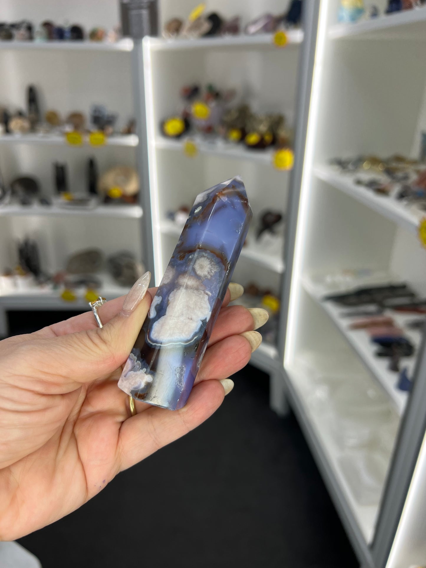 Blue Flower Agate Tower