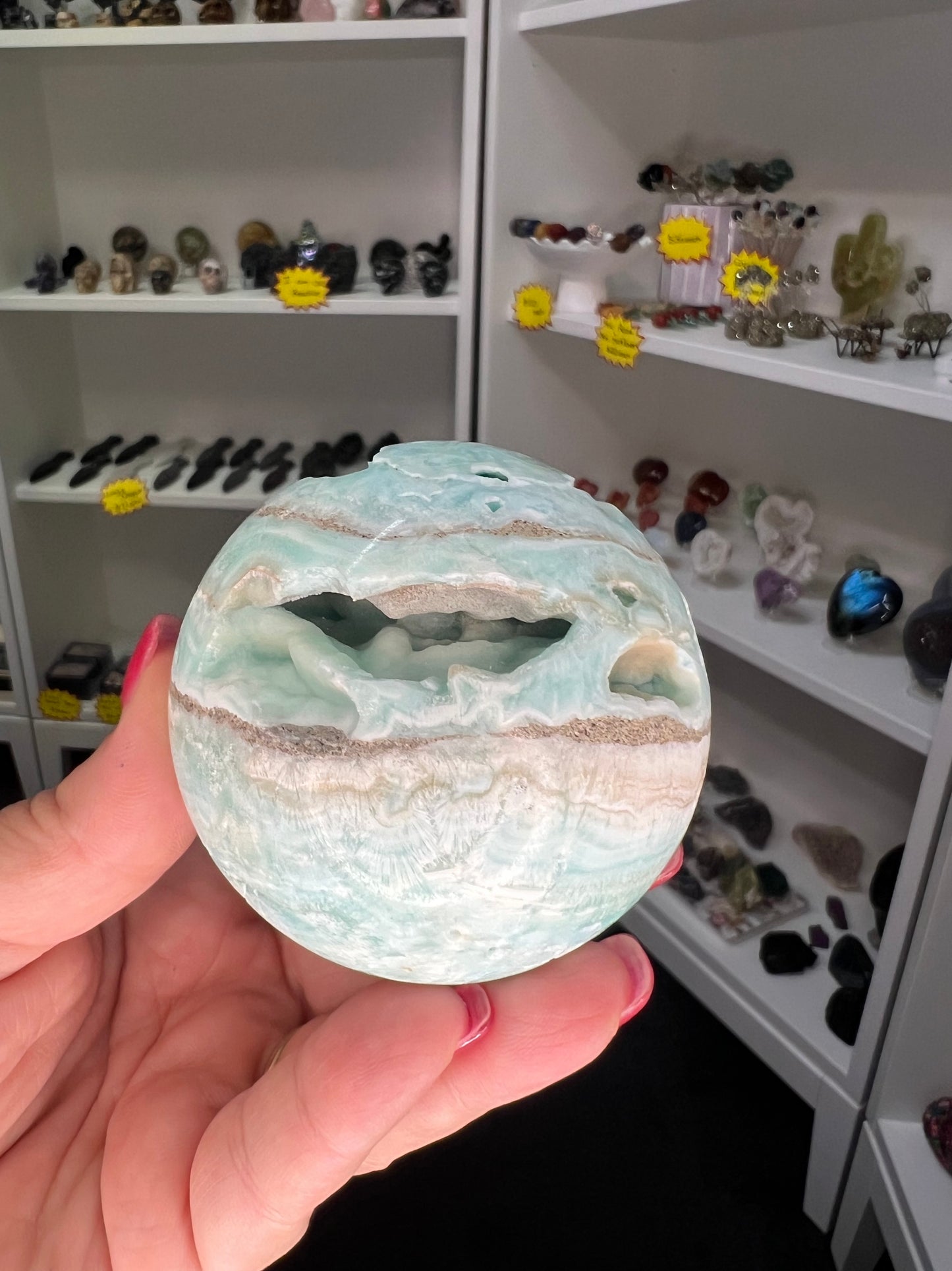 Hemimorphite Sphere on Stand
