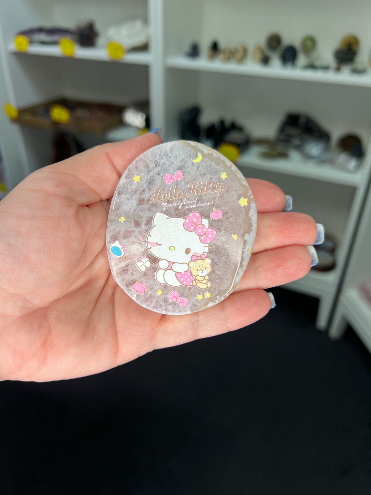 Agate Slice with Hello Kitty Print