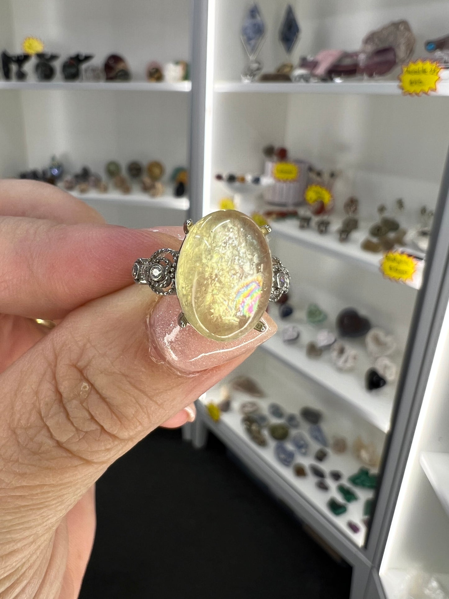 Golden Mica Sterling Silver Ring (Size Adjustable)