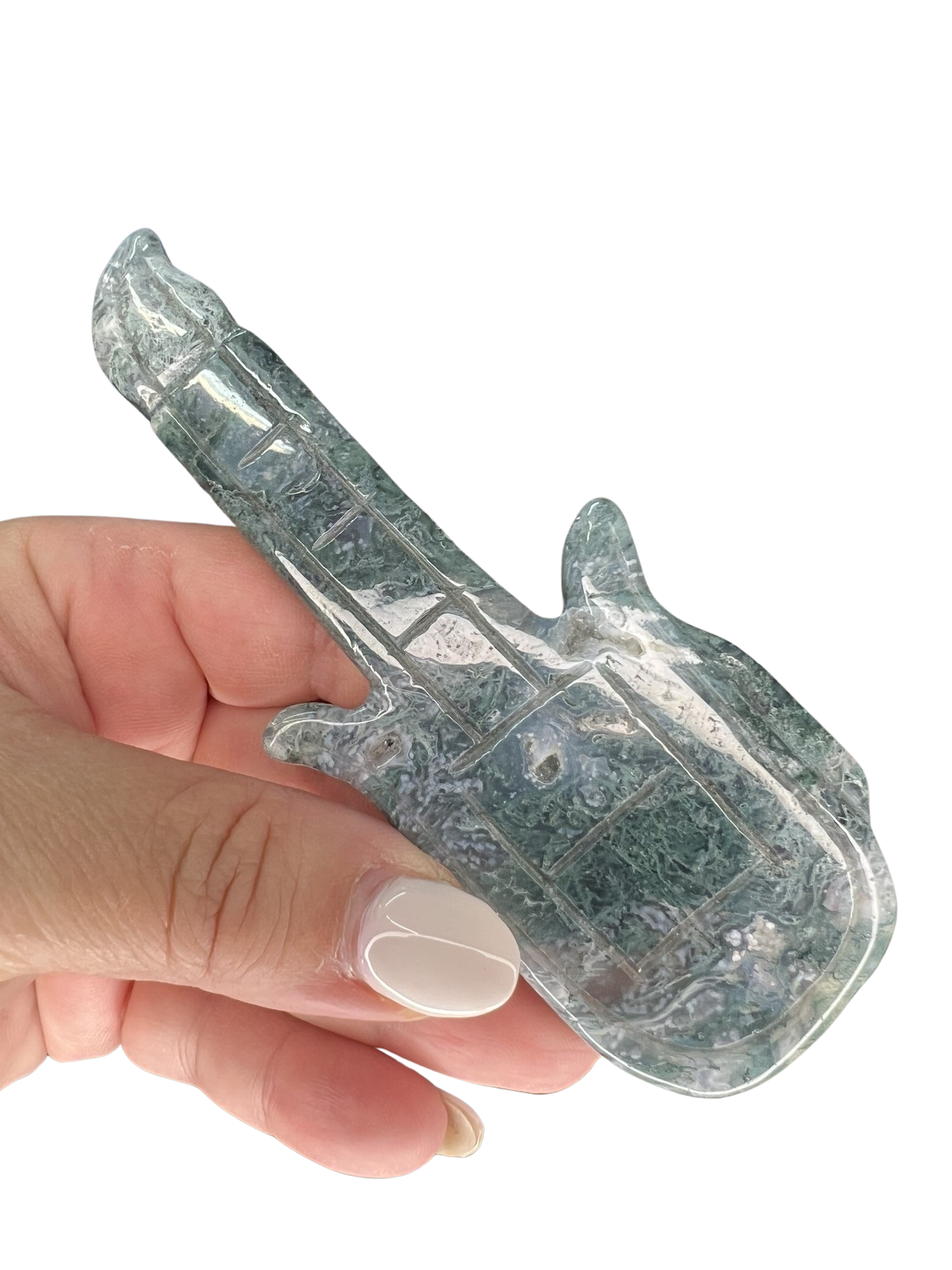 Moss Agate Guitar Carving