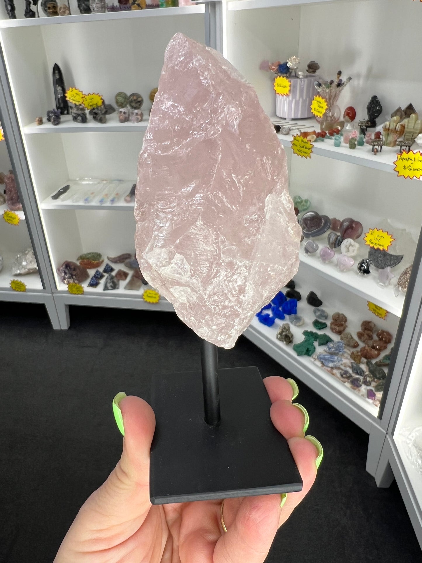 Rose Quartz Raw on Stand