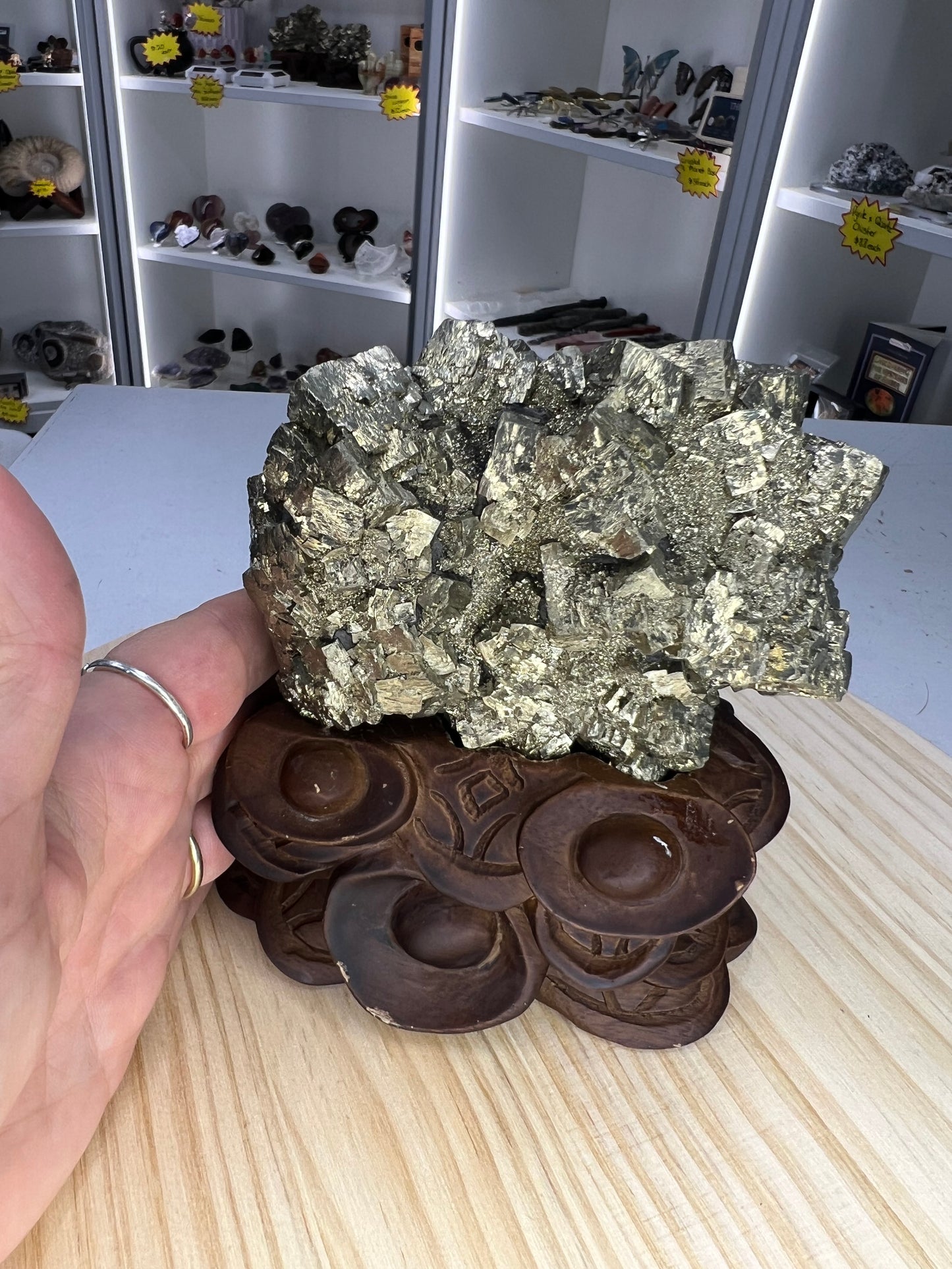 Pyrite Specimen on Custom Stand