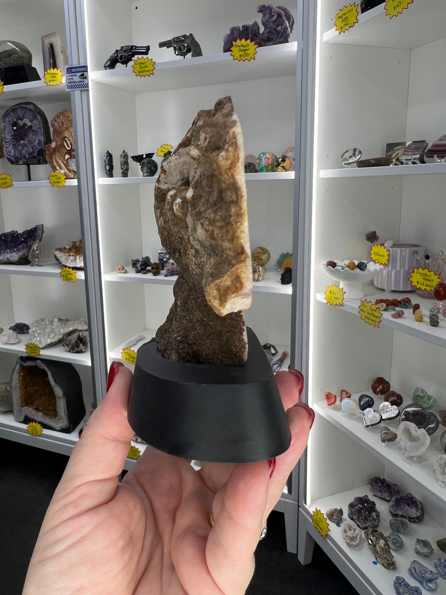 Pink Amethyst on Wooden Base