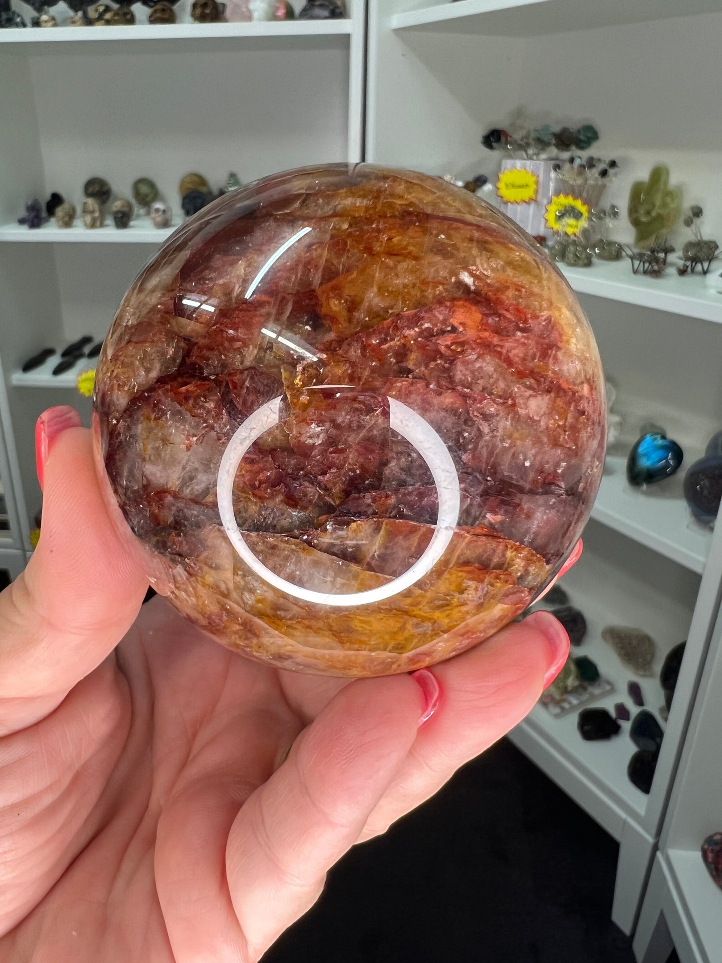 Fire Quartz x Golden Healer Sphere with Stand