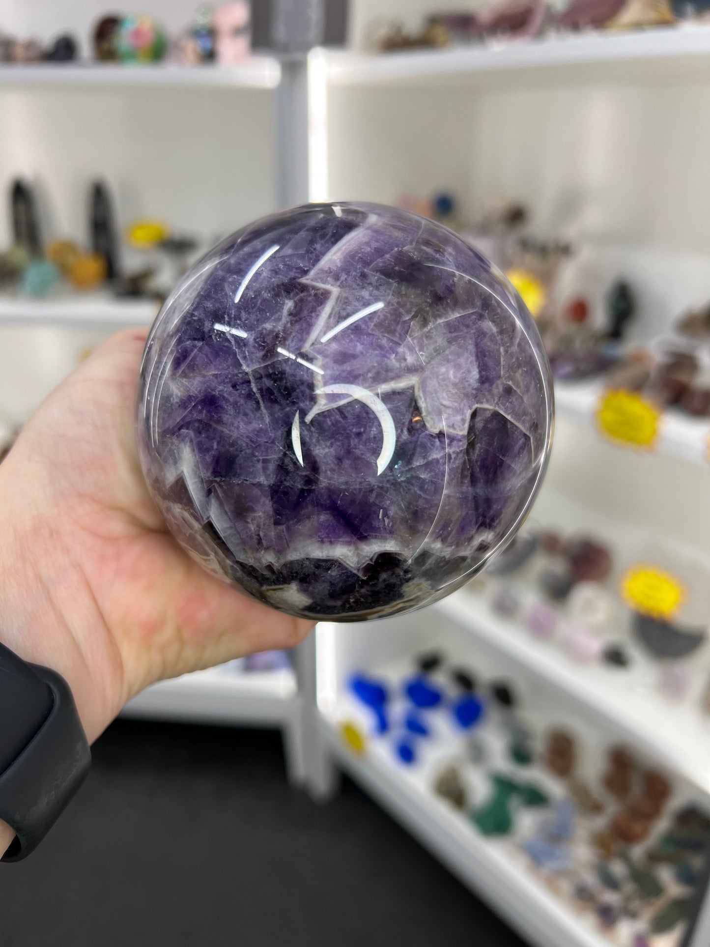 Chevron / Dream Amethyst Sphere with Stand