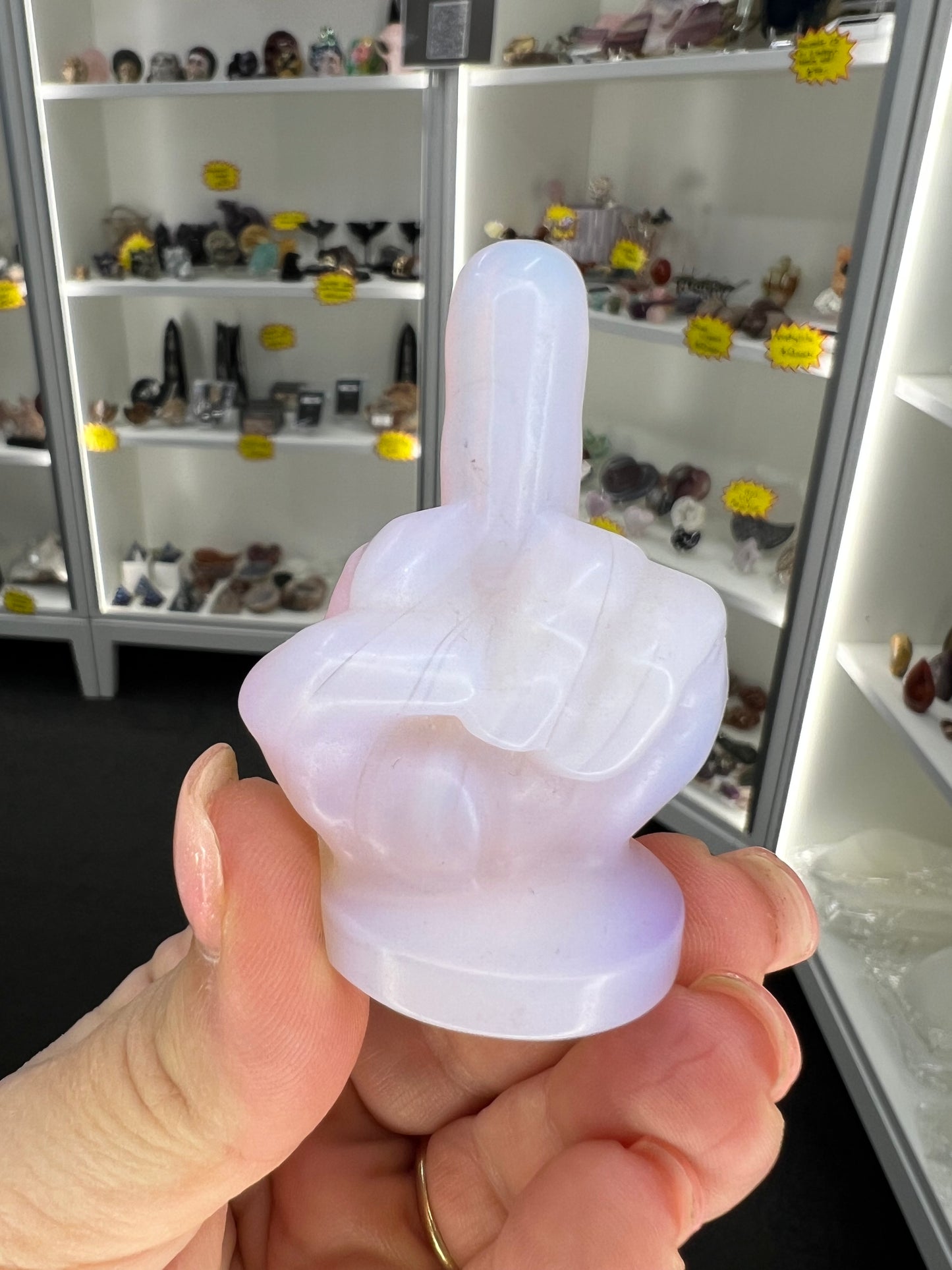 Pink Opalite Middle Finger