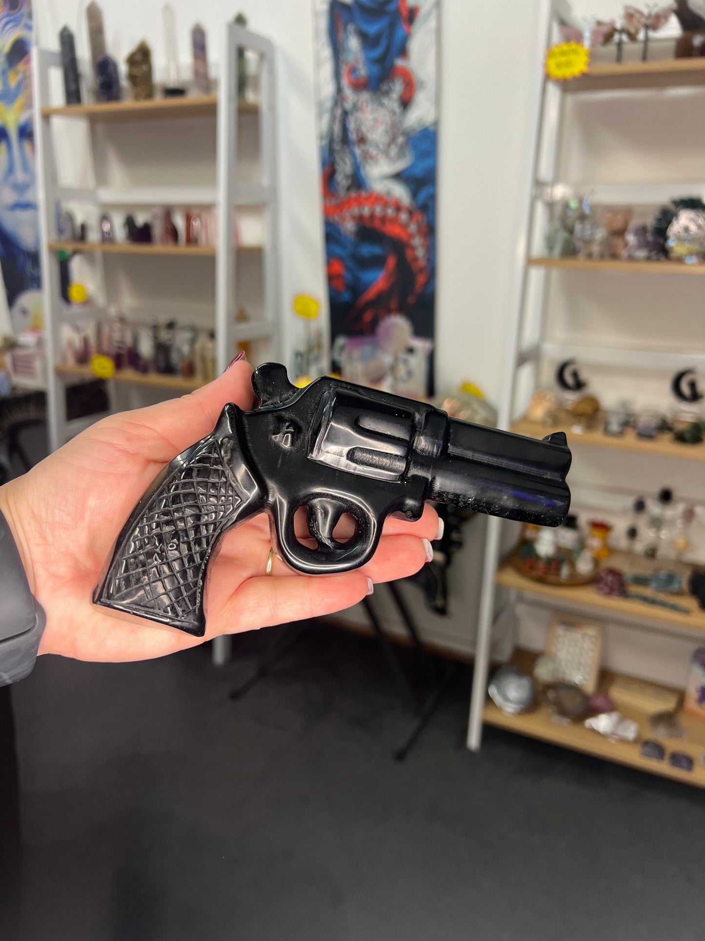 Black Obsidian Gun Carving