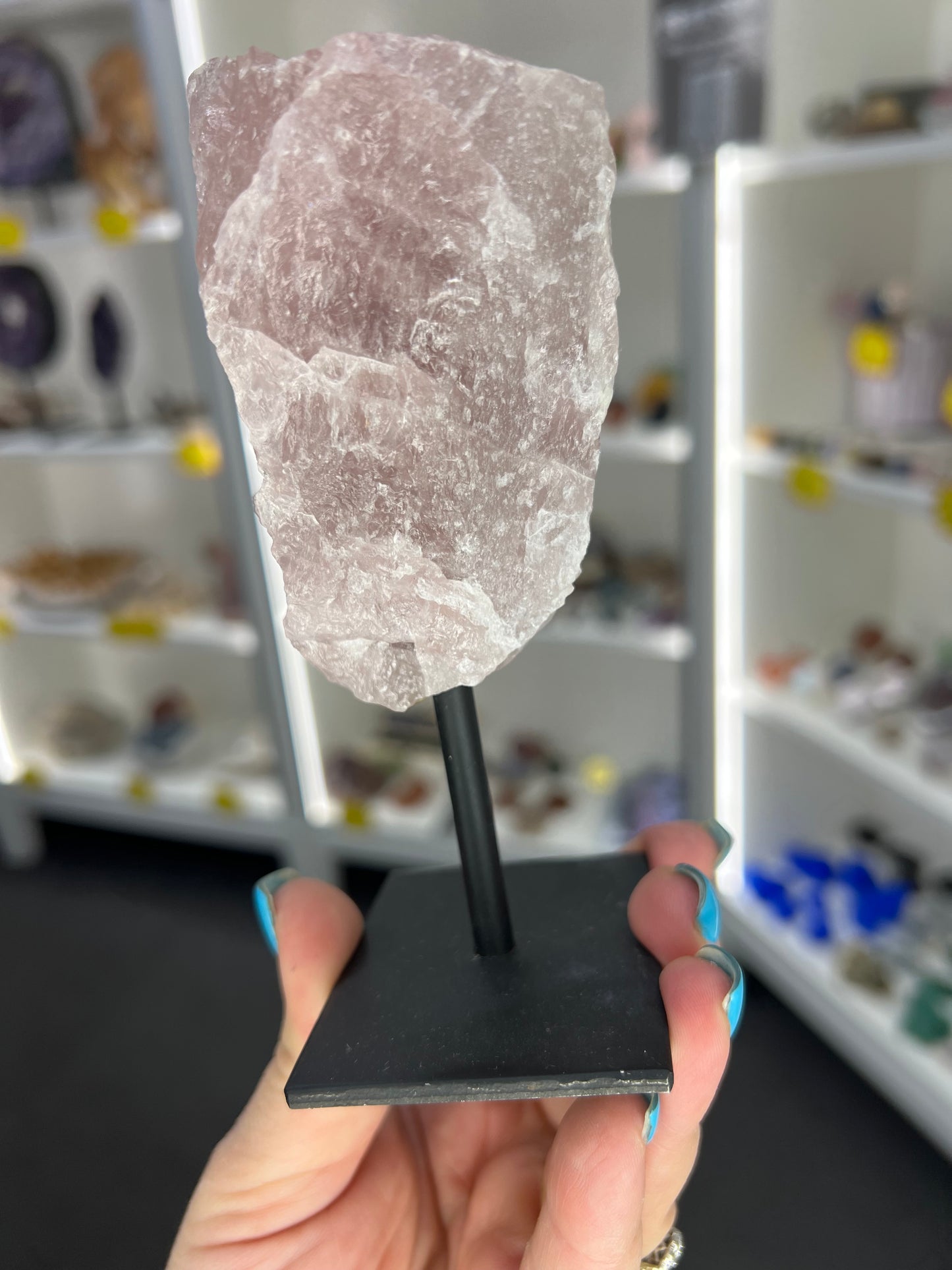 Rose Quartz Rough on Stand