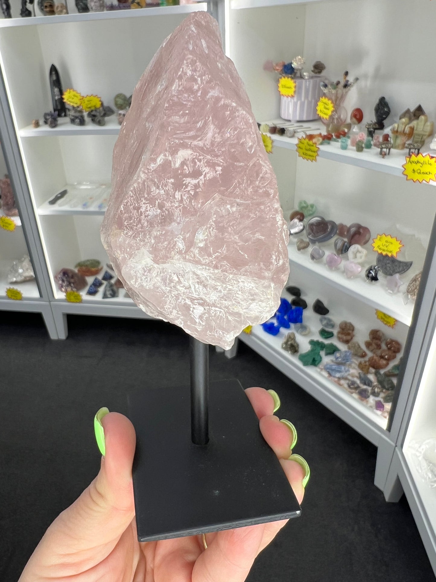 Rose Quartz Raw on Stand