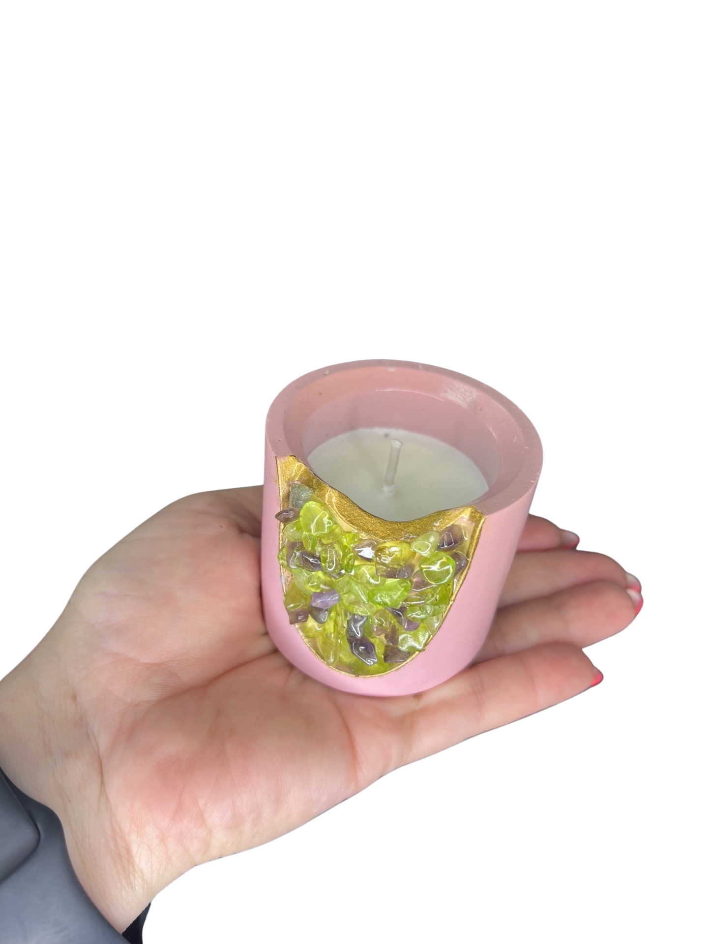 Peridot Crystal Candle