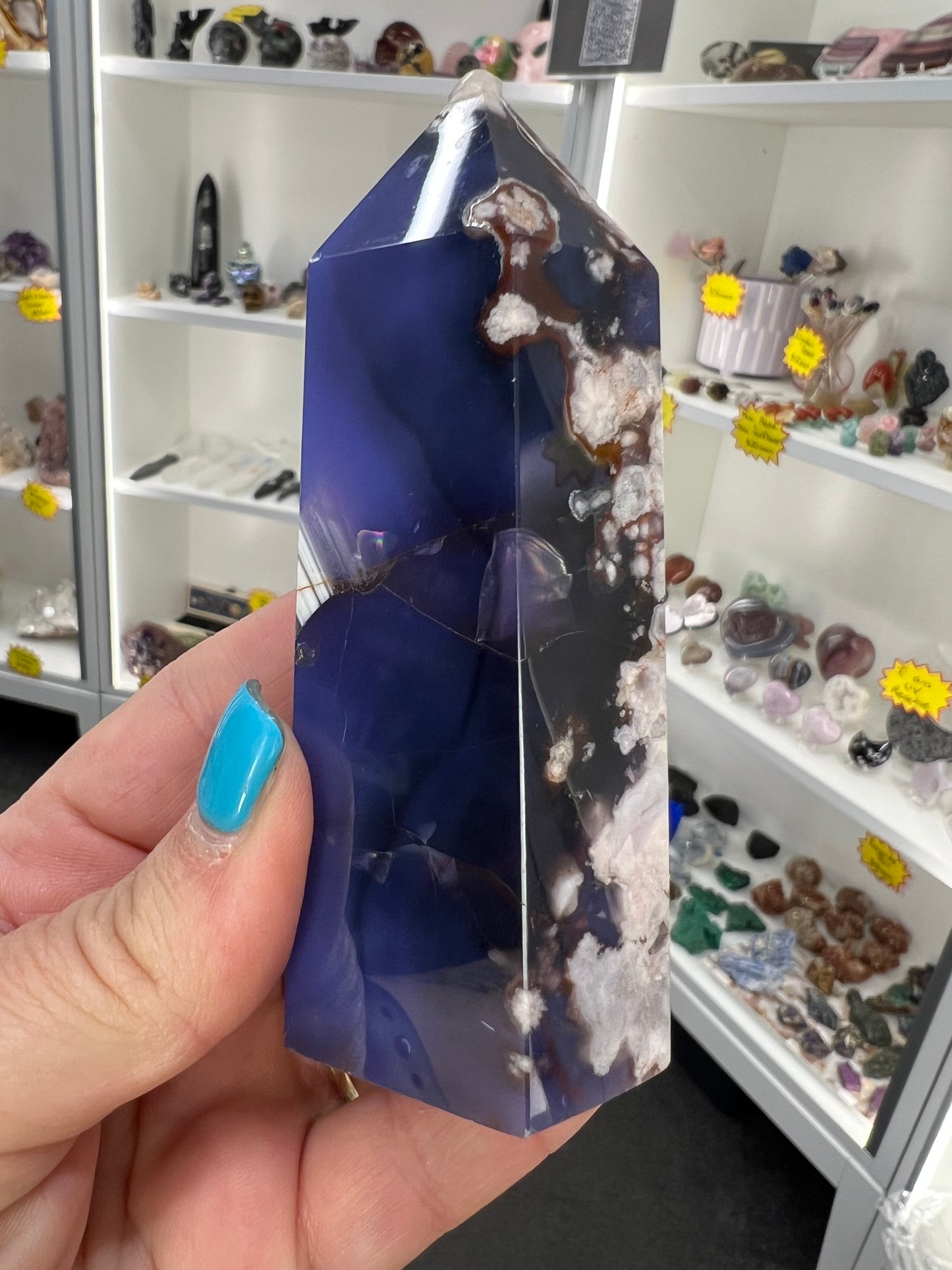 Blue Flower Agate Tower
