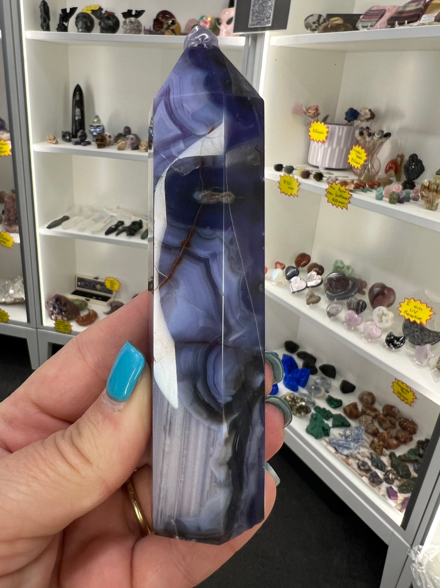 Blue Flower Agate Tower