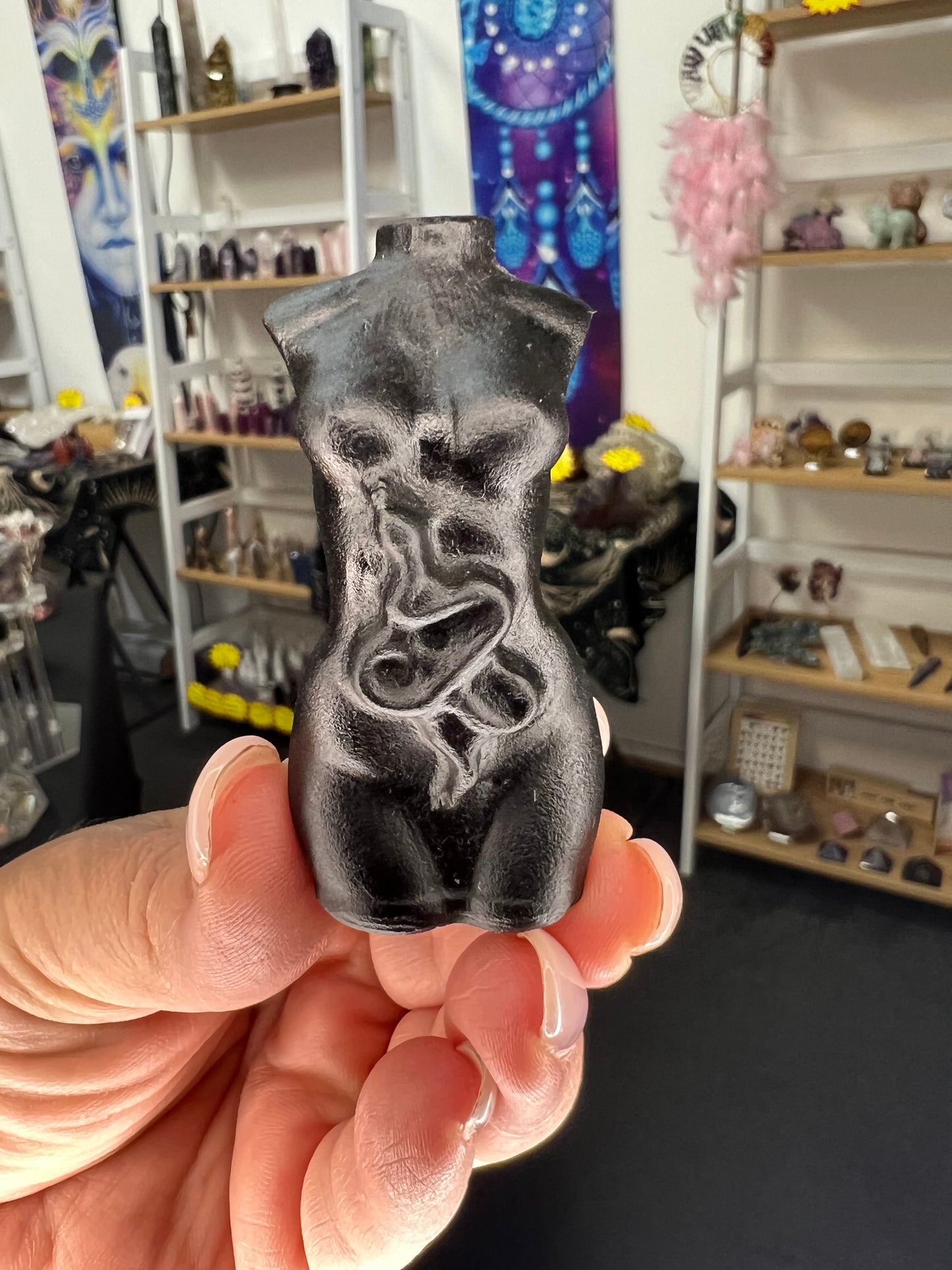 Black Obsidian Lady Torso with Snake