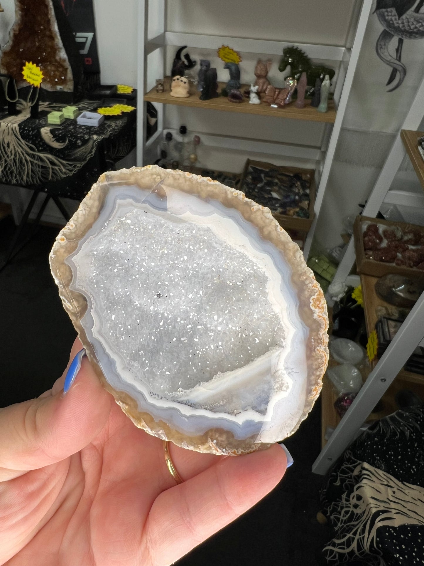 Druzy Agate Jewellery Box on Stand