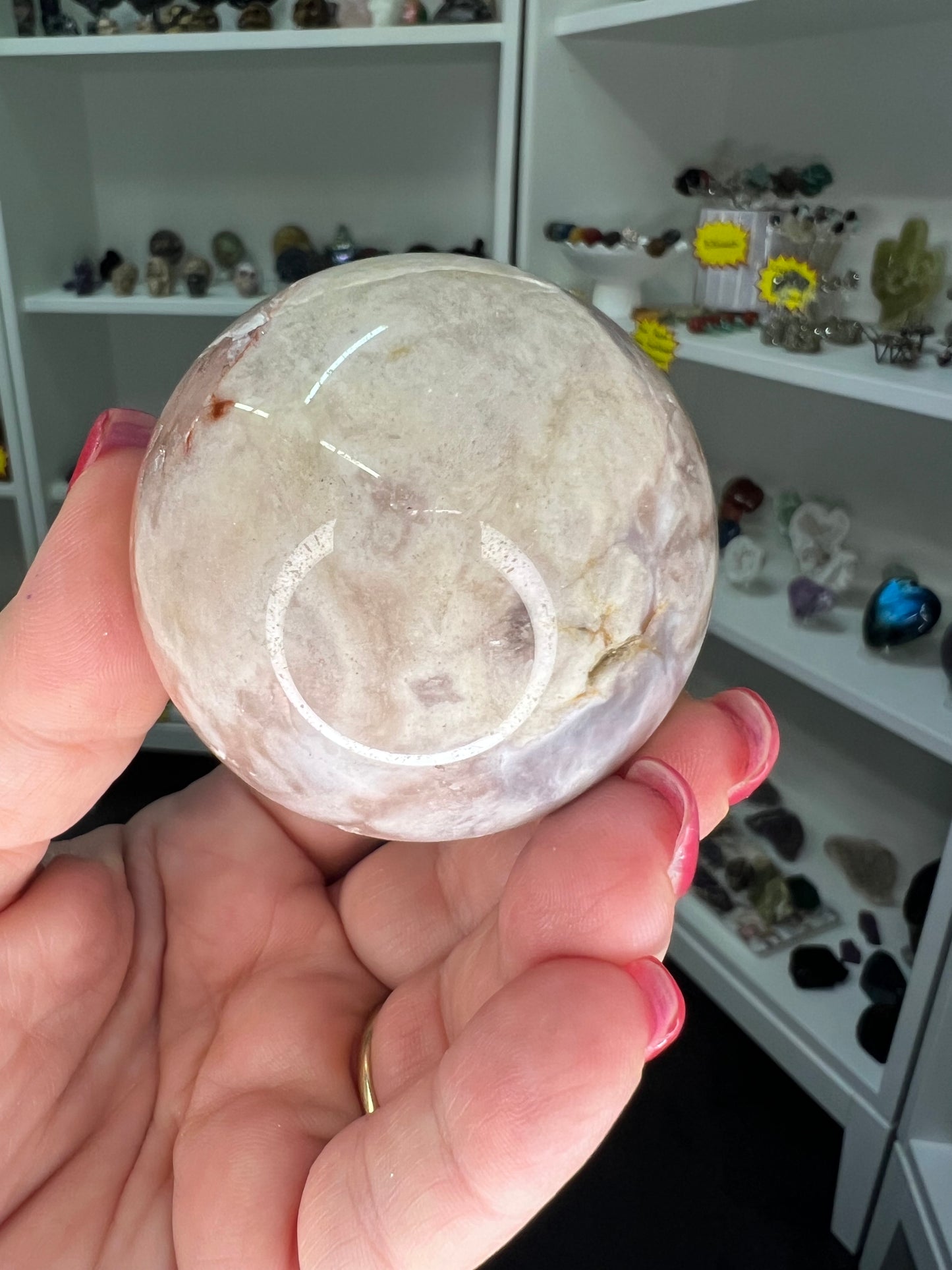 Amethyst x Flower Agate Sphere on Stand