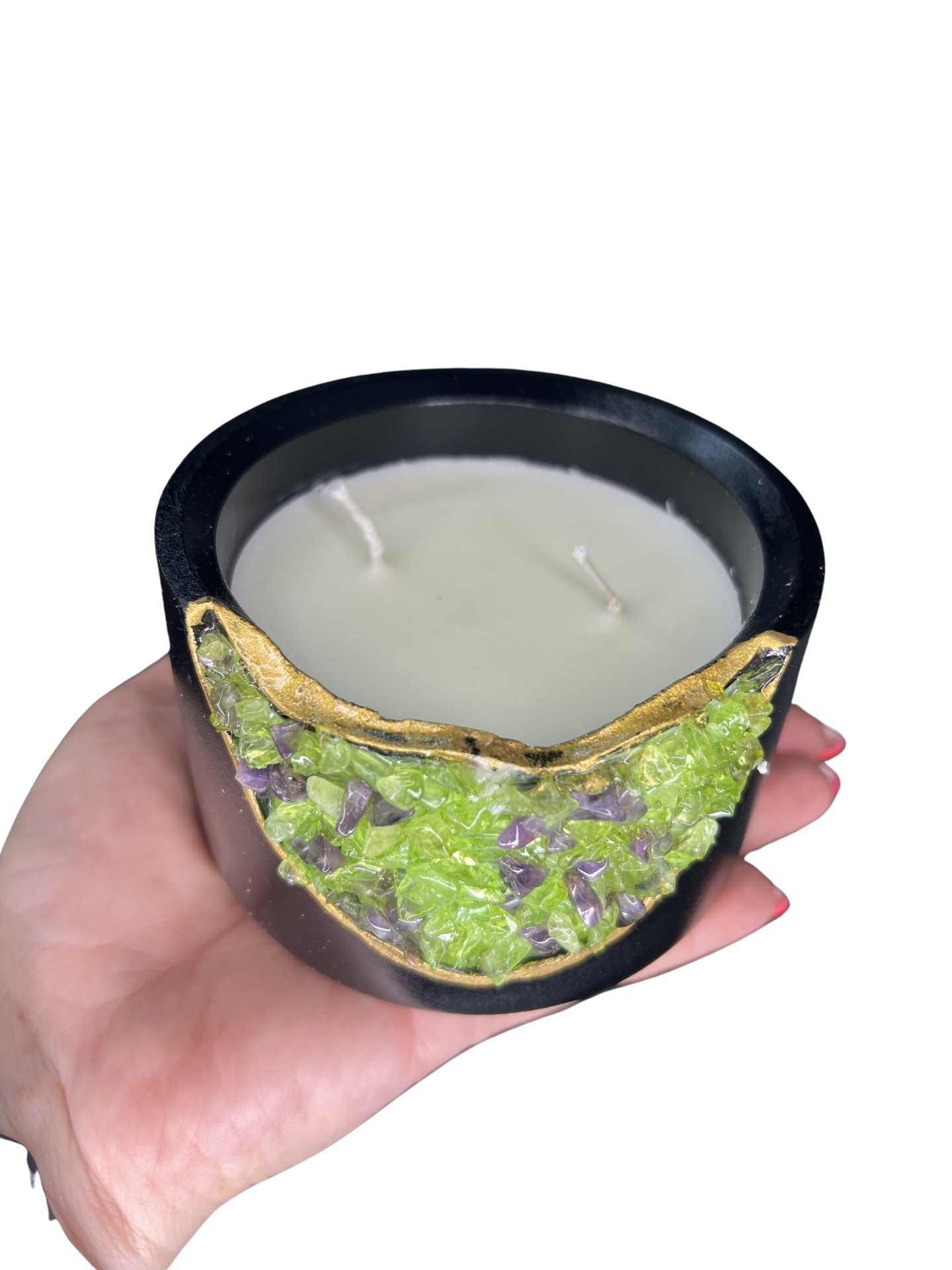 Peridot Crystal Candle