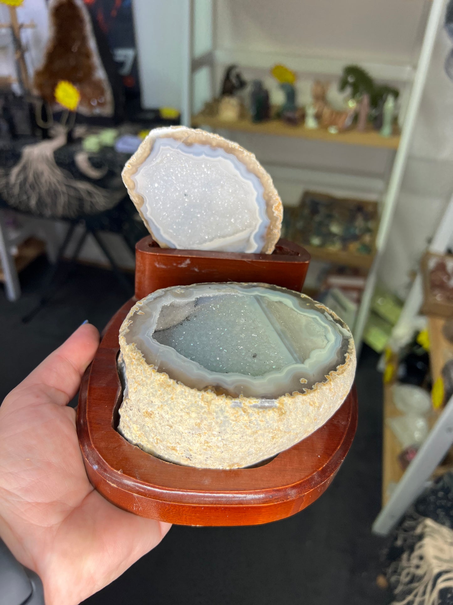 Druzy Agate Jewellery Box on Stand