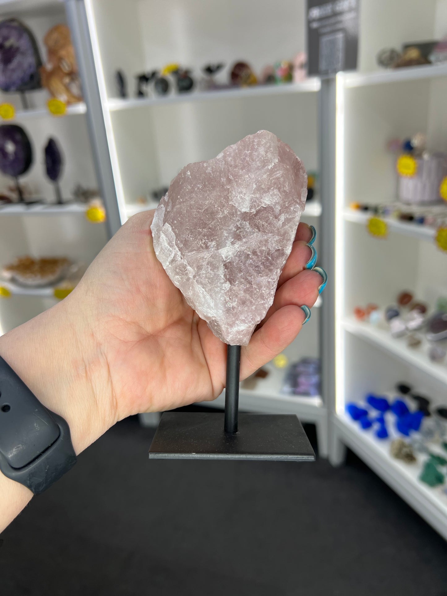 Rose Quartz Rough on Stand
