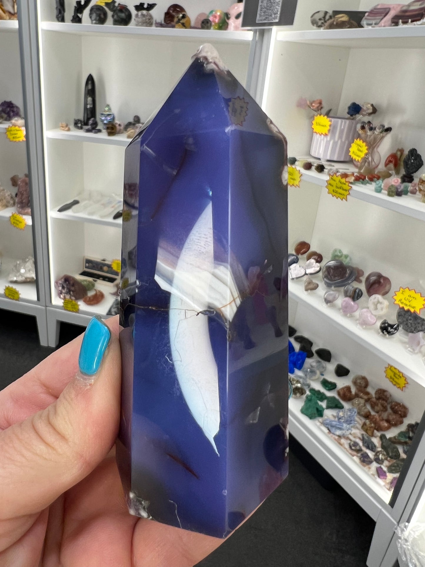 Blue Flower Agate Tower