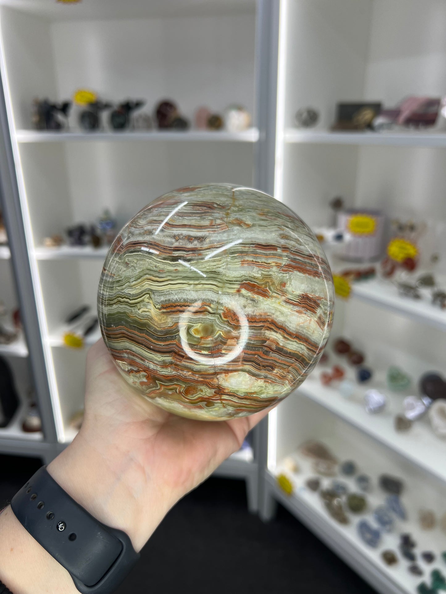 Green Onyx Sphere with Stand