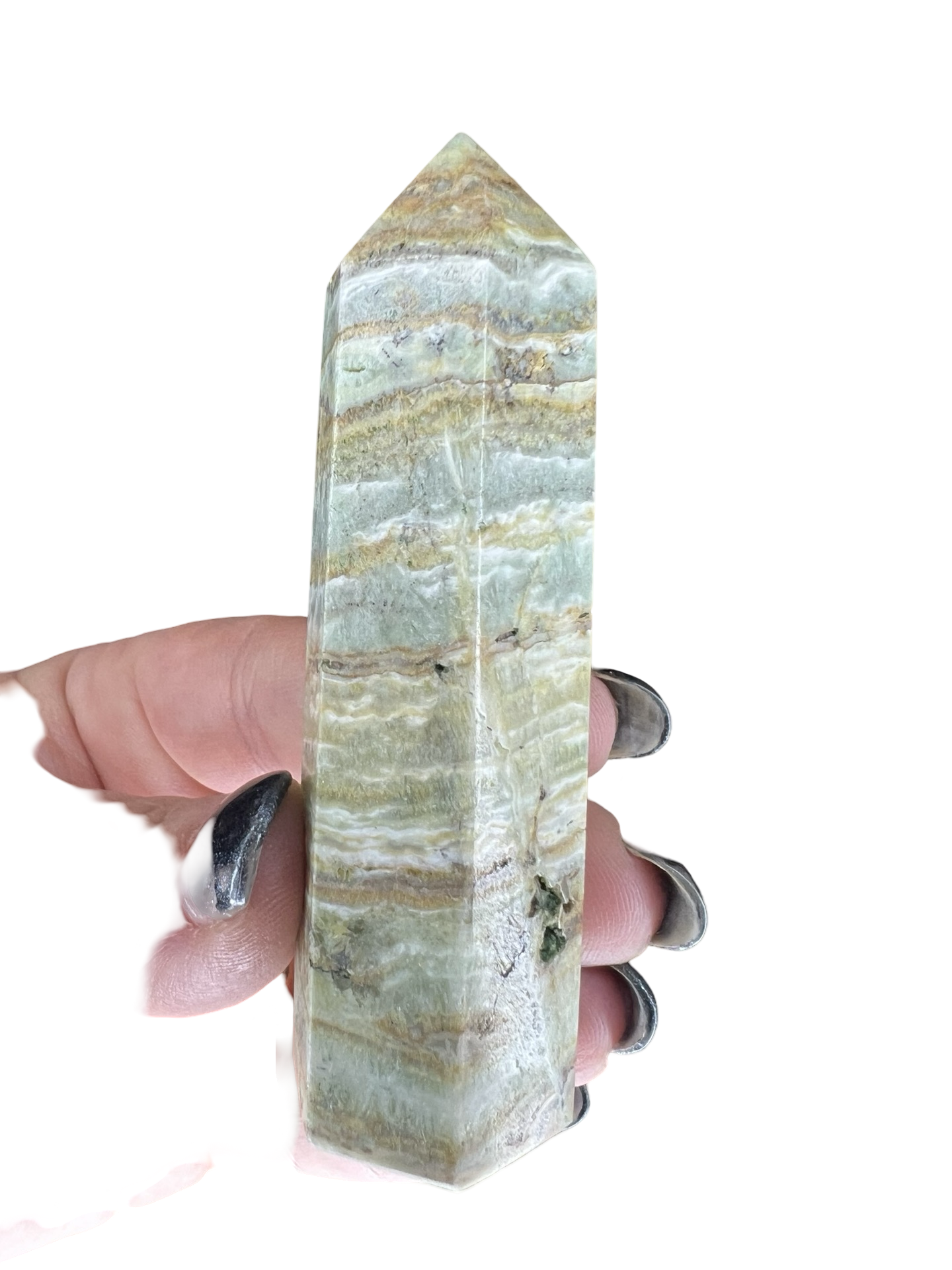 Banded Pistachio Calcite Tower