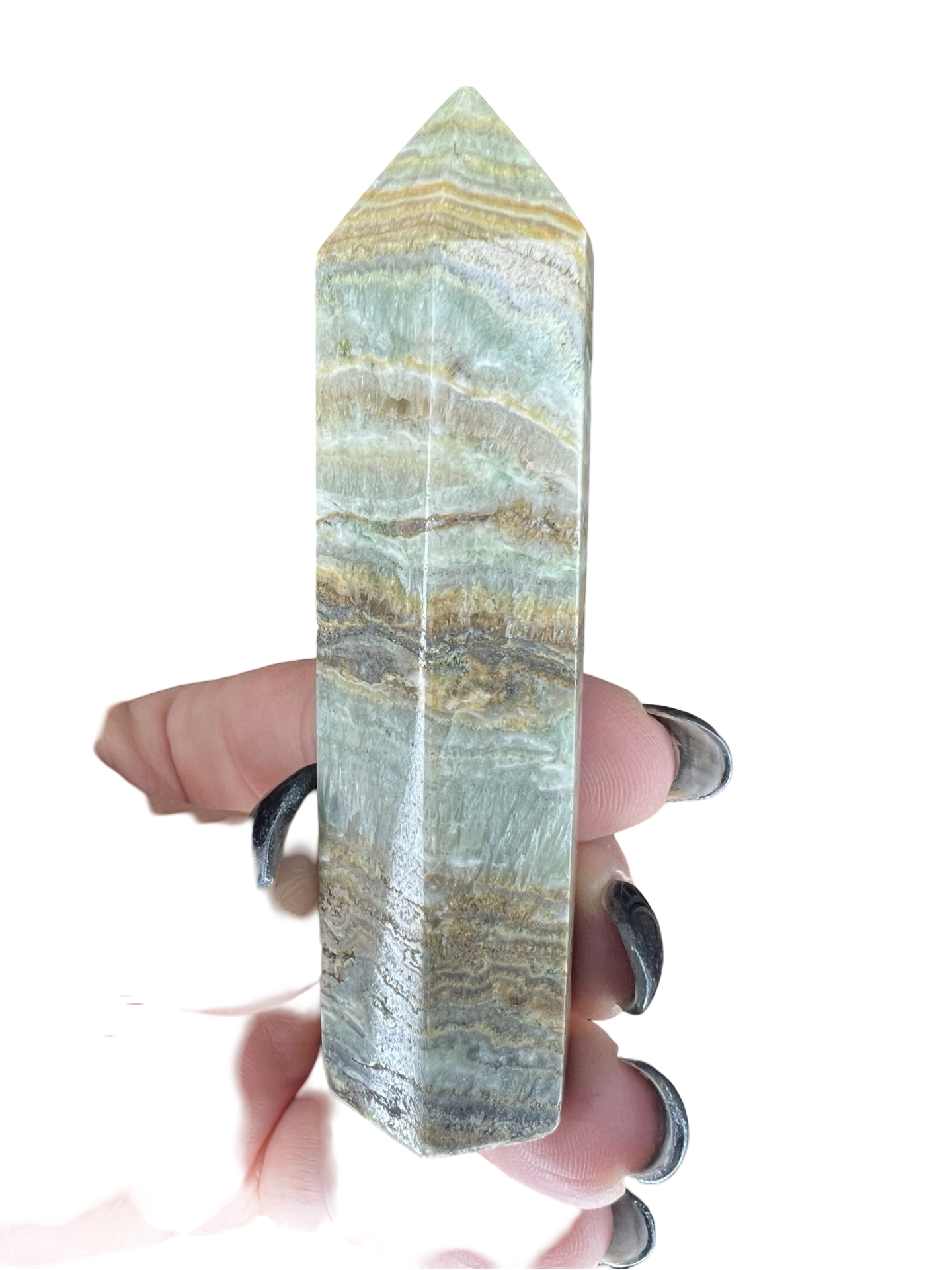 Banded Pistachio Calcite Tower