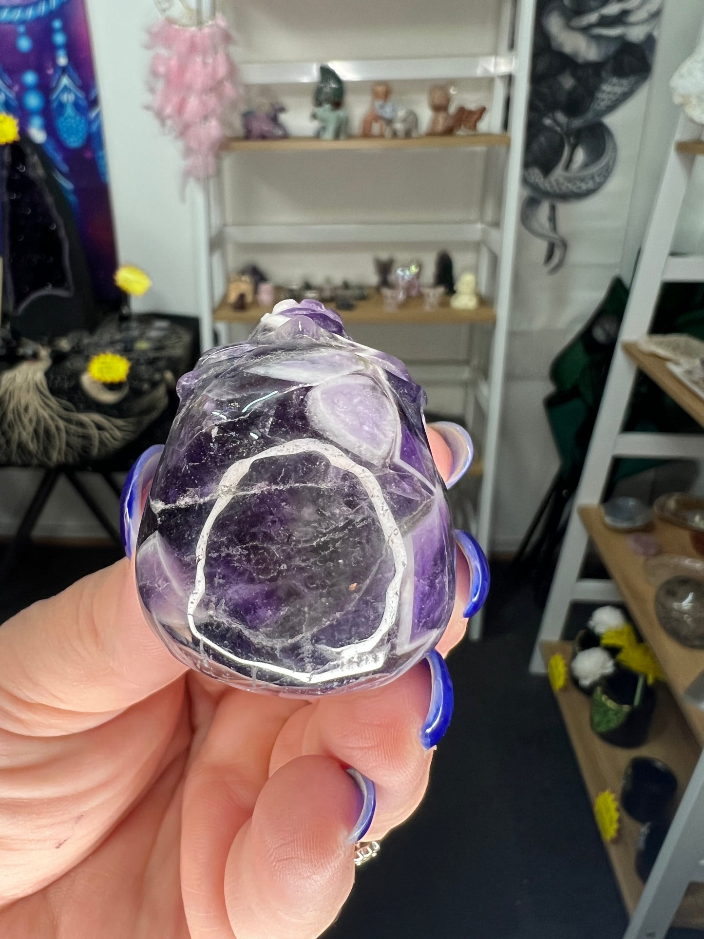 Chevron / Dream Amethyst Skull with Lepidolite Base Set