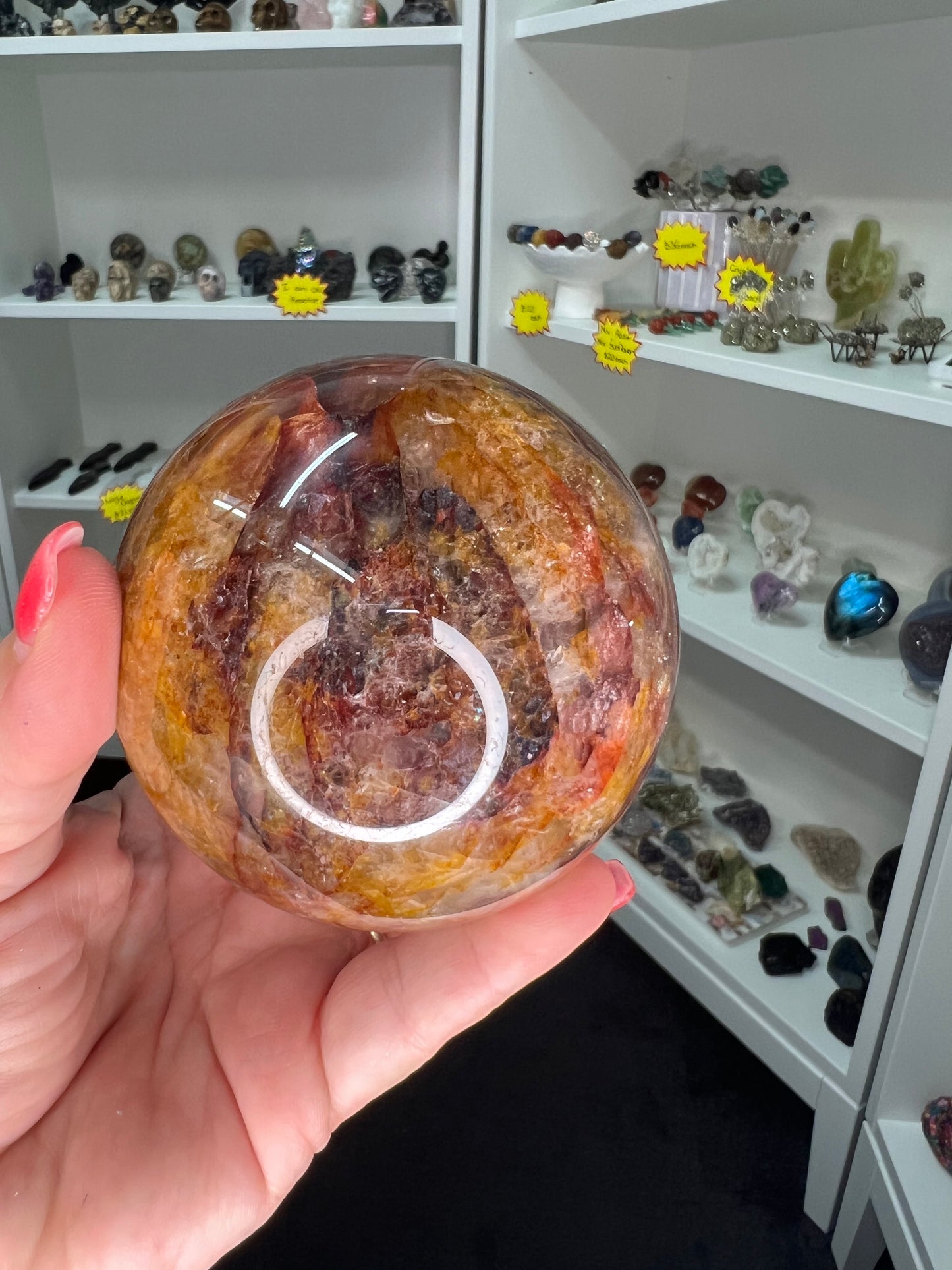 Fire Quartz x Golden Healer Sphere with Stand