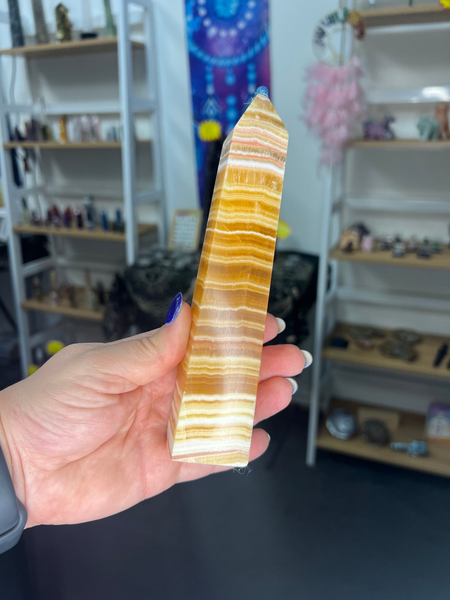 Banded Honey Calcite Tower
