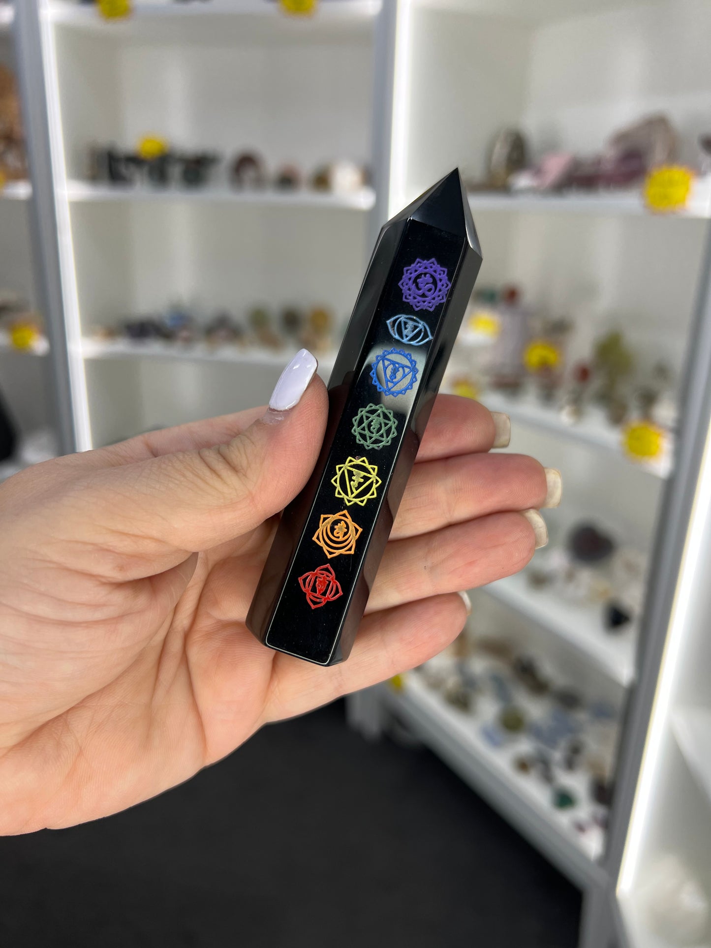 Chakra Black Obsidian Tower