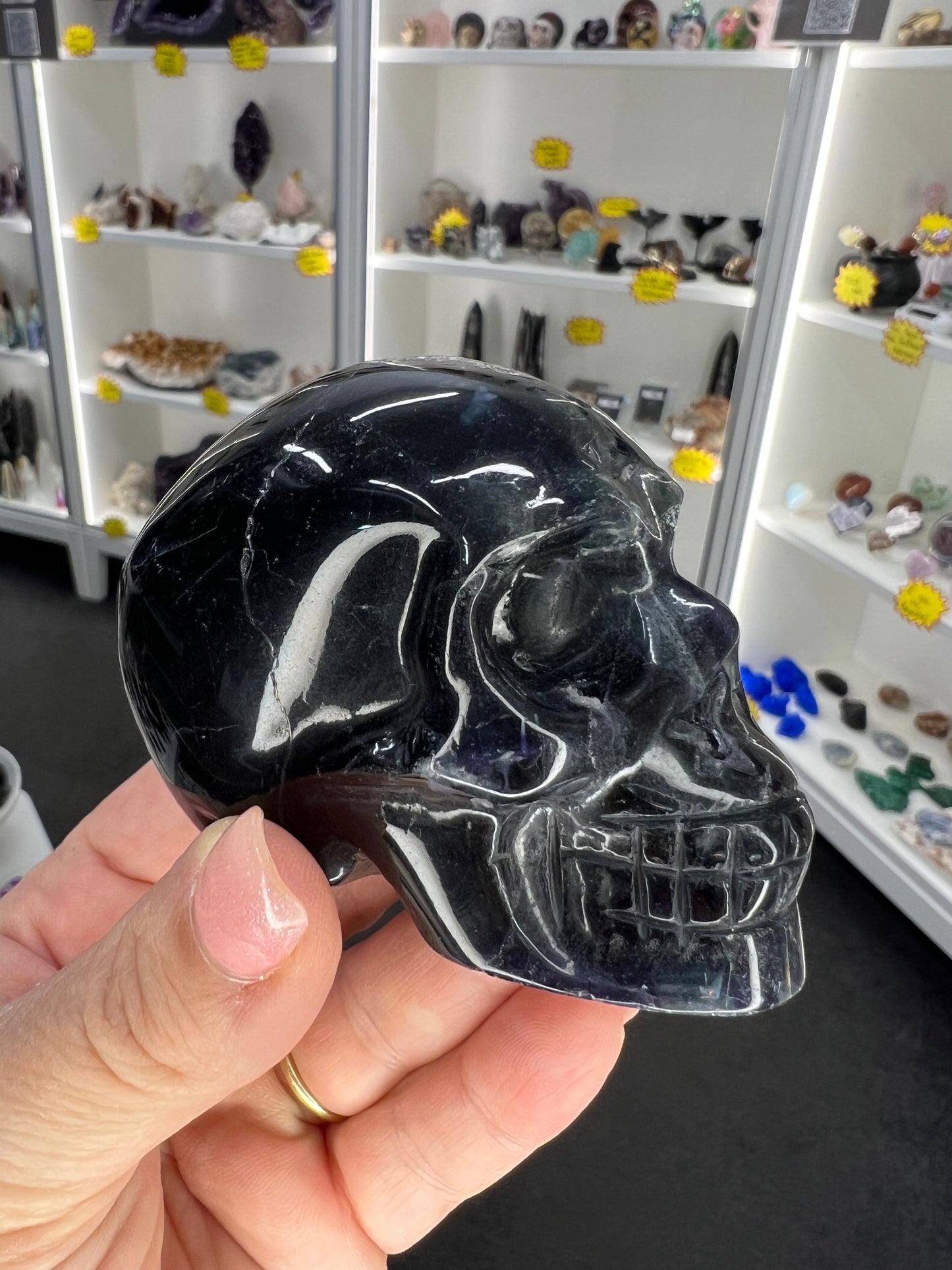 Black Fluorite Skull (UV Reactive)