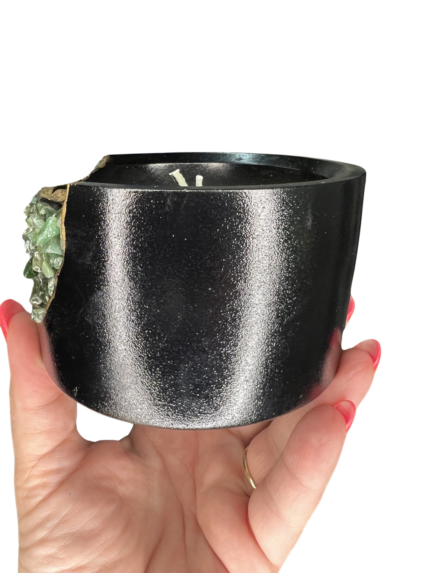 Green Aventurine Crystal Candle