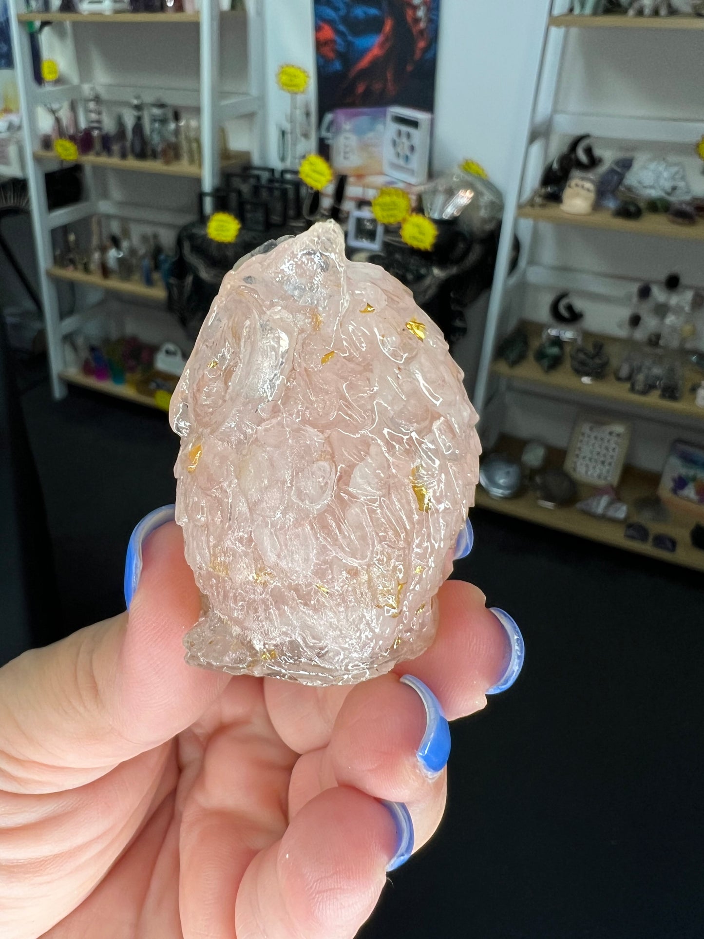 Rose Quartz in Resin Owl