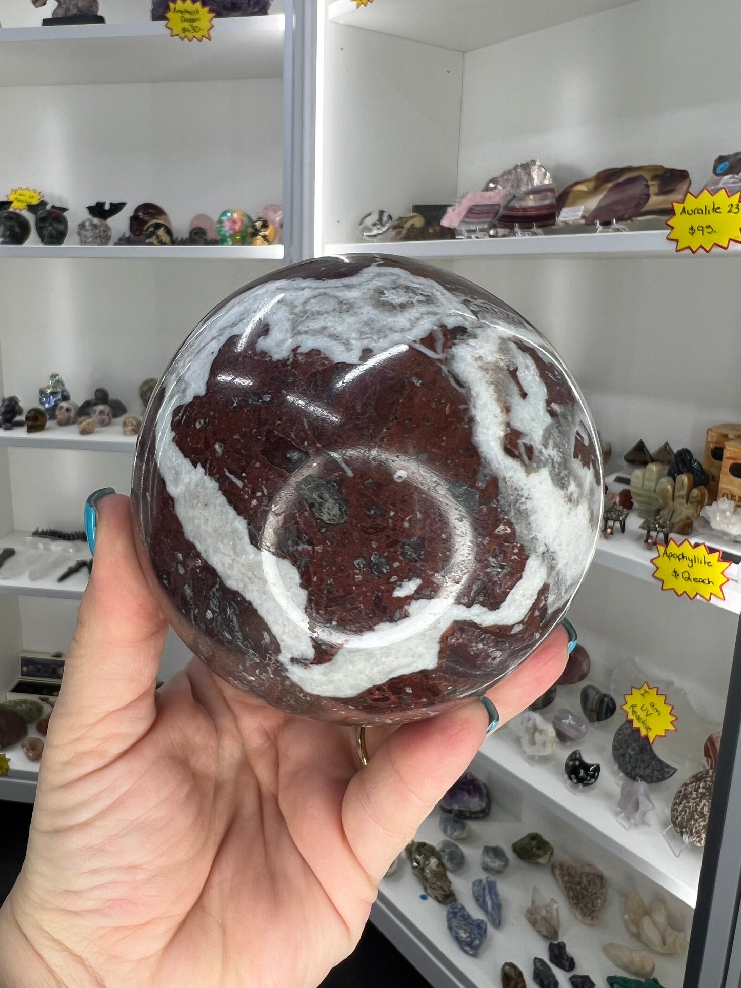 Red Onyx Sphere on Stand