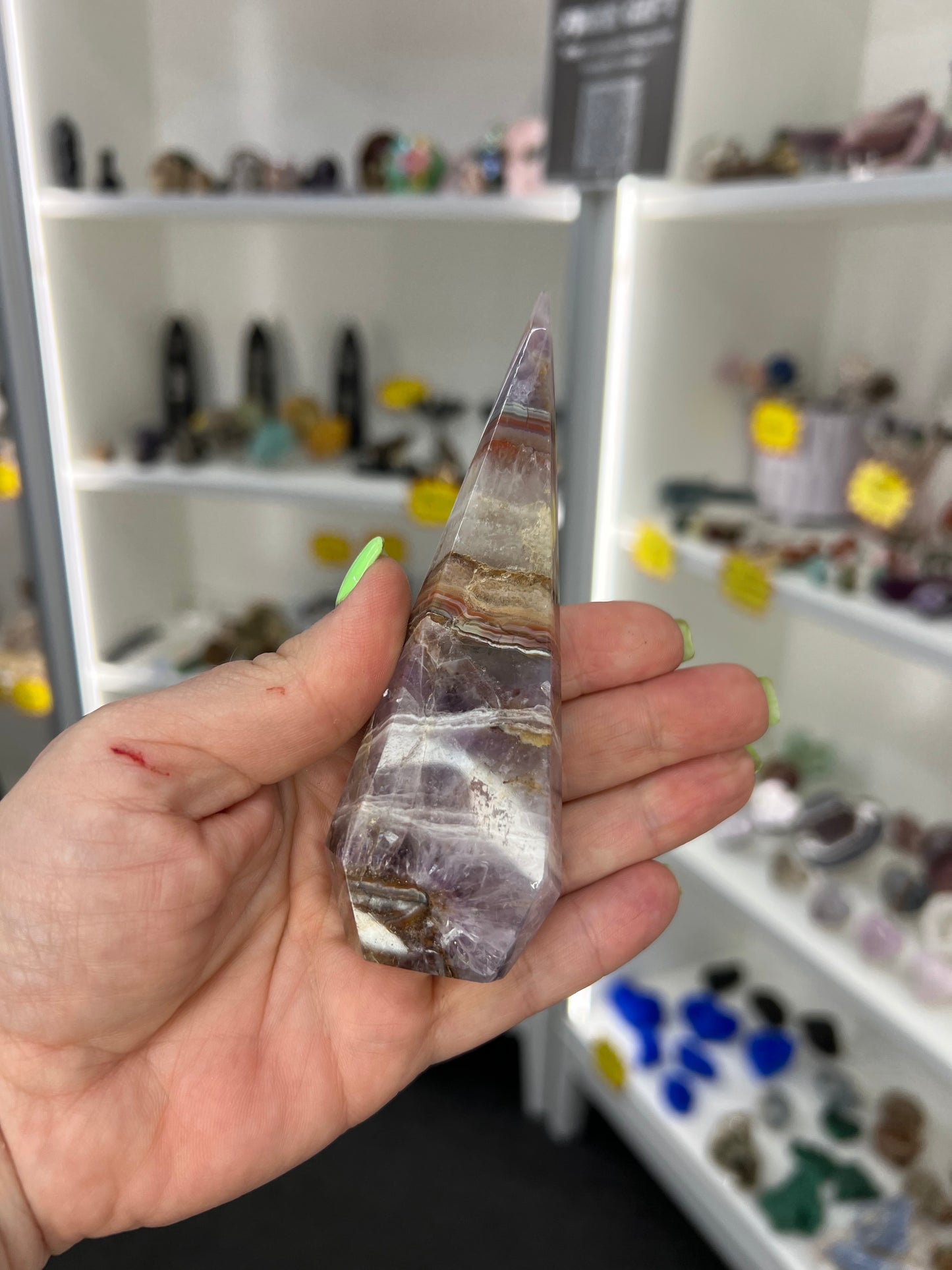 Amethyst x Banded Agate Faceted Freeform