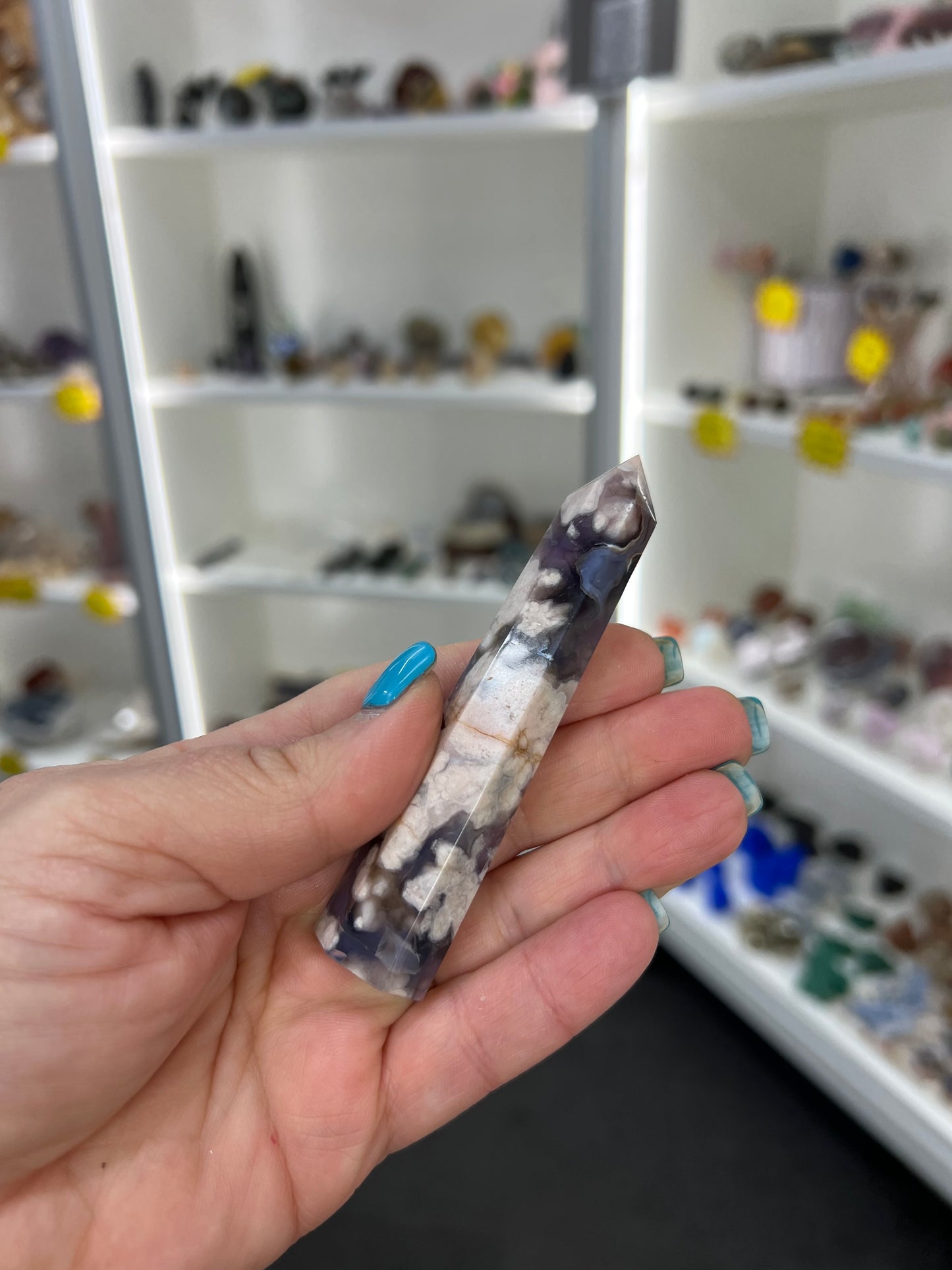 Blue Flower Agate Tower